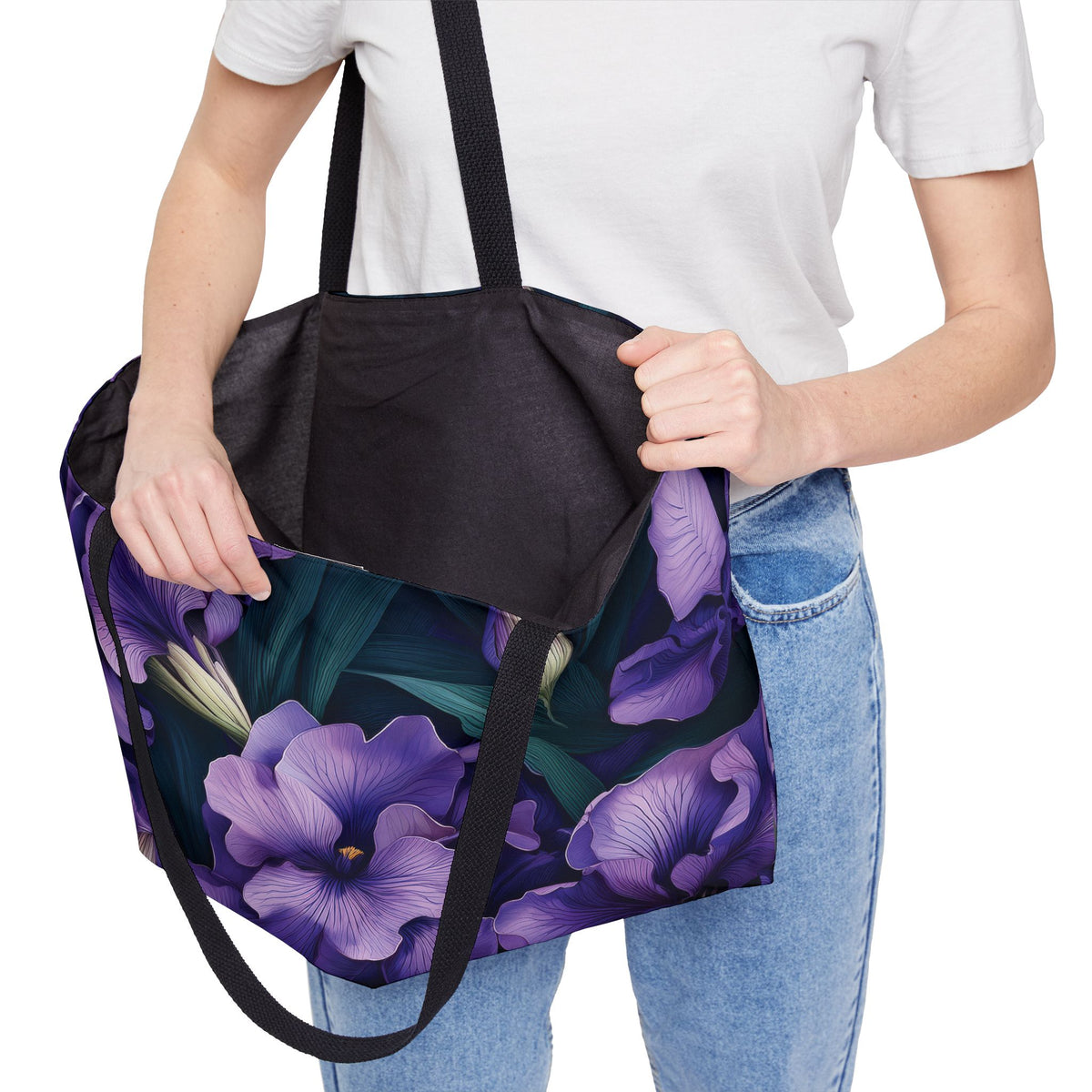 Floral Print Poly Canvas Weekender Bag 6