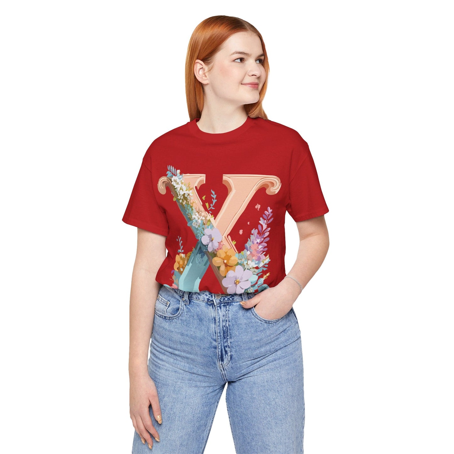 Letter X Shirt Graphic Tee Unisex Short Sleeve Vintage Inspired Adelpha Art Design