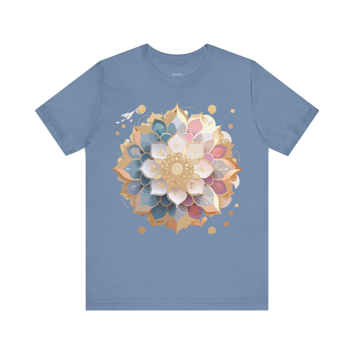 Mandala Graphic Unisex Cotton Bella+Canvas Tee with Floral Art Design d20