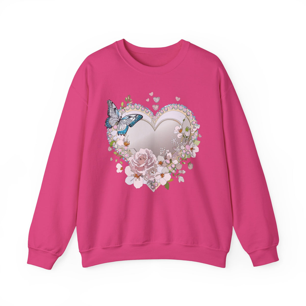Floral Heart Love Graphic Valentine's Day Sweatshirt Unisex 50/50 Cotton-Poly Sweatshirt w41