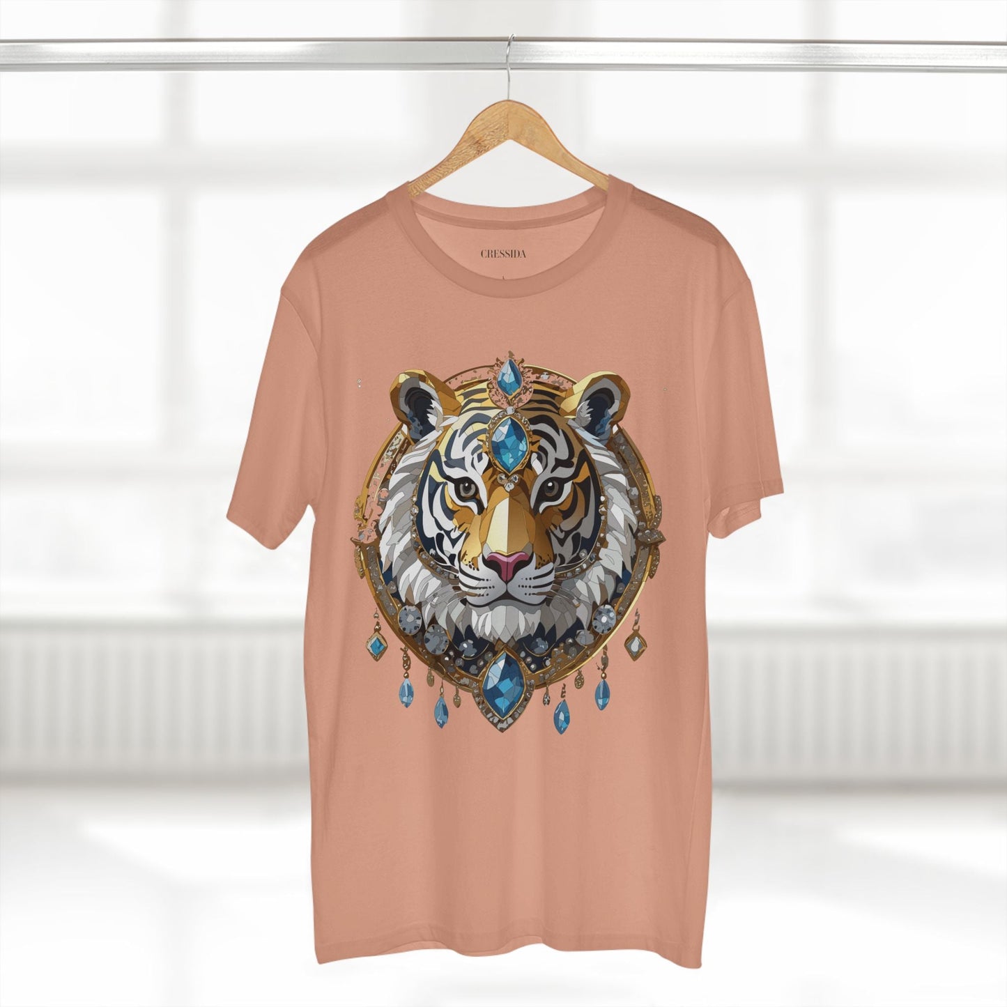 Tiger Graphic Unisex 100 Cotton Tee With Unique Animal Golden Medallion Art Design 54