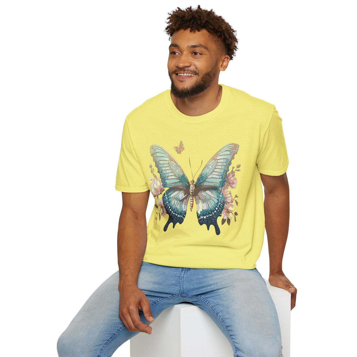 Butterfly Print Unisex T Shirt Monarch Design Softstyle 64000 Gildan Cotton Tee Quality