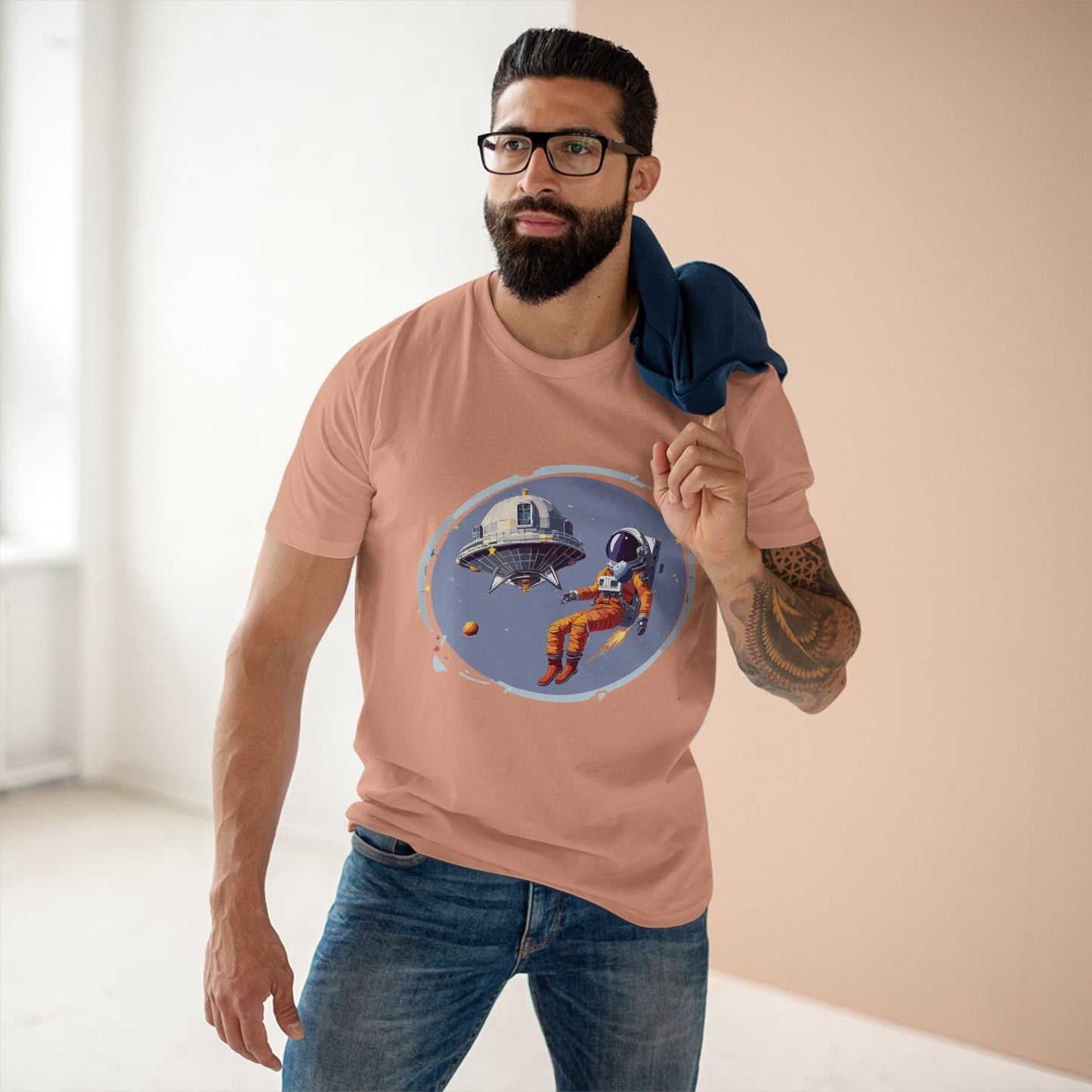 Cosmos Astronaut Shirt For Unisex Premium Cotton Tee With Original Art Design Retro2Nova
