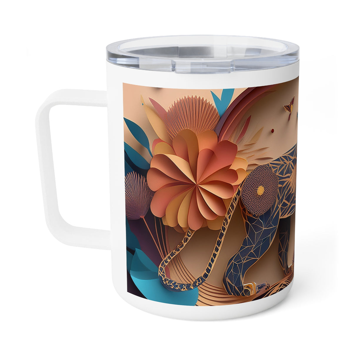 35 Art Design Insulated Coffee Mug Clear Lid 10oz Insulated Coffee Mug 10oz