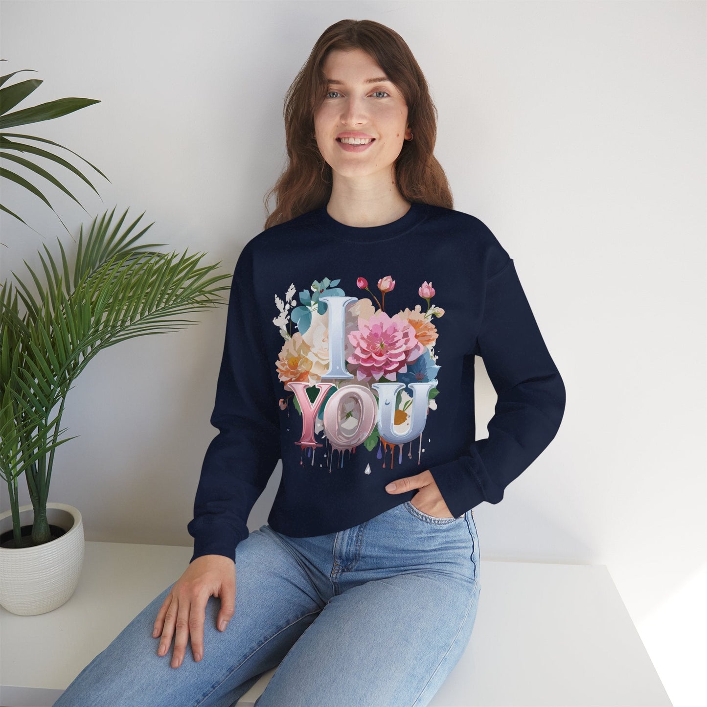 Floral Love Sweatshirt Valentines Day Unisex Crewneck Cozy Flower Design For All Season Wear