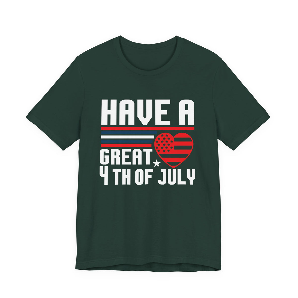 4th of July Tee American Flag Heart Patriotic Independence Day Unisex Cotton Shirt 020