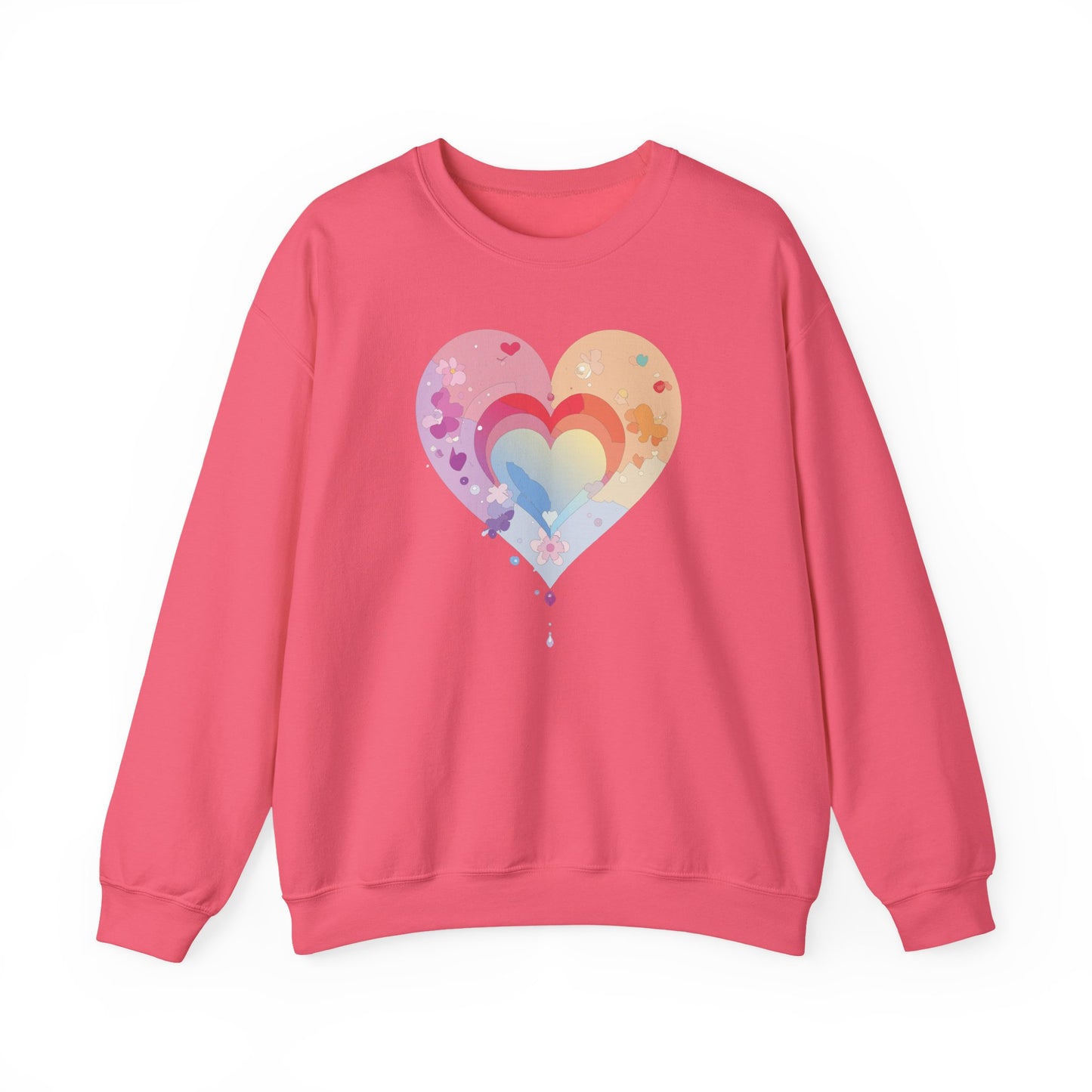 Rainbow Heart Sweatshirt, Floral Heart Sweatshirt, Floral Love Sweatshirt, Valentine's Day Sweatshirt, Rainbow Heart Floral Sweatshirt 114