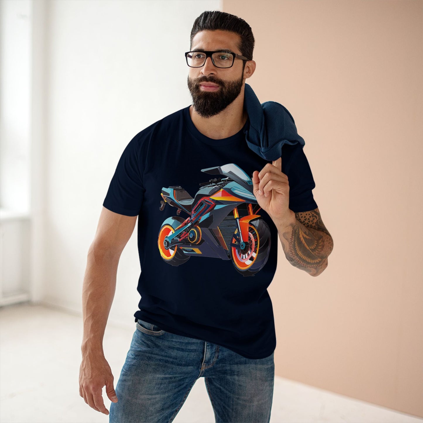 Moto Bike Graphic Unisex 100 Cotton Staple Tee 28