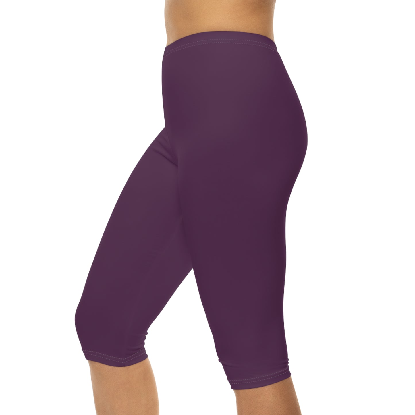 Berry Cream Color Women's Brushed Suede Poly Span Casual Capri Leggings XS-2XL