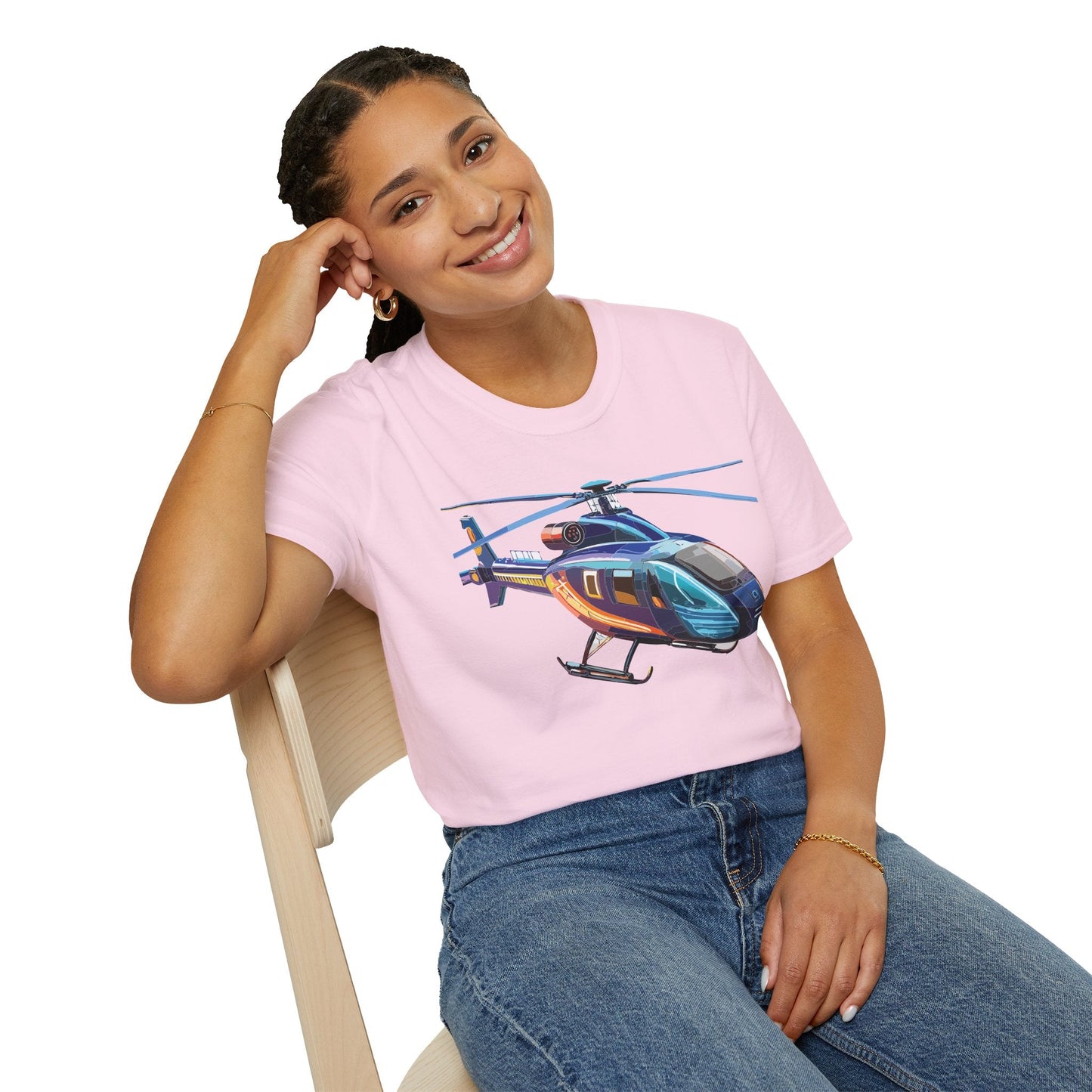 Chopper Helicopter Graphic Unisex Cotton Softstyle Short Sleeve Tee 8