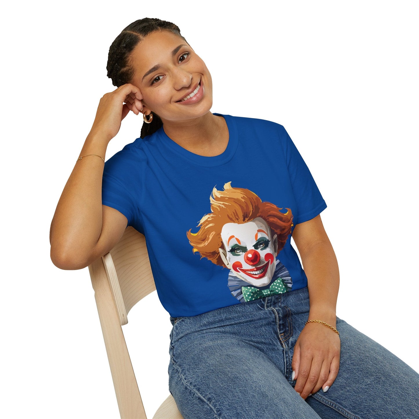 Clown Theme T Shirt Funny Man Circus Scary Man Unisex Gildan Softstyle Graphic Tee Everyday Wear