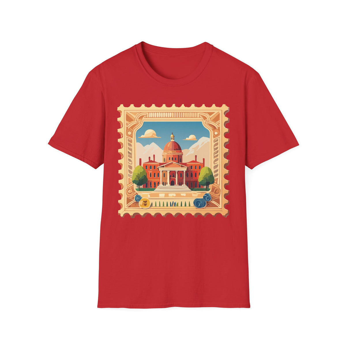 Vintage Postage Stamp Capitol Illustration T-Shirt | Architectural Travel Graphic Tee Unisex 100 Cotton Gildan T-Shirt