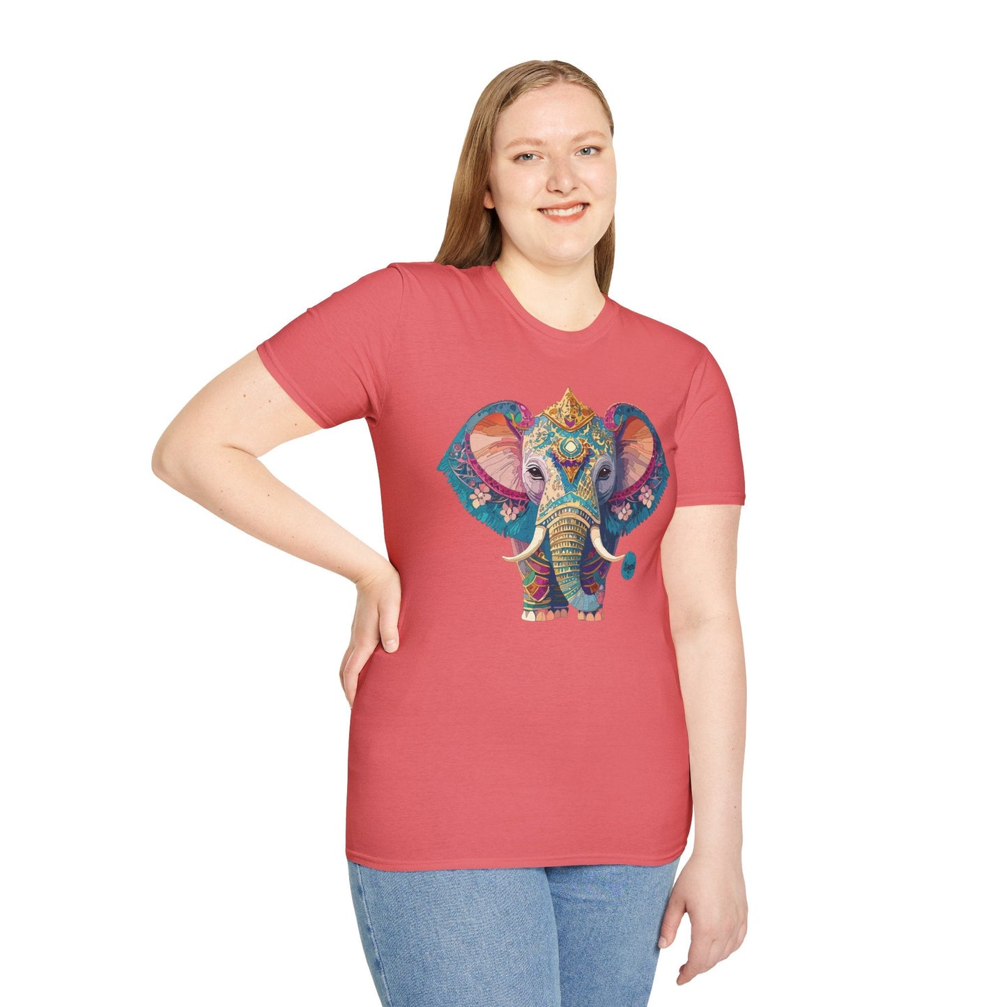 Elephant Shirt Unisex Animal Tee Softstyle 100 Percent Ring Spun Cotton Gildan 64000