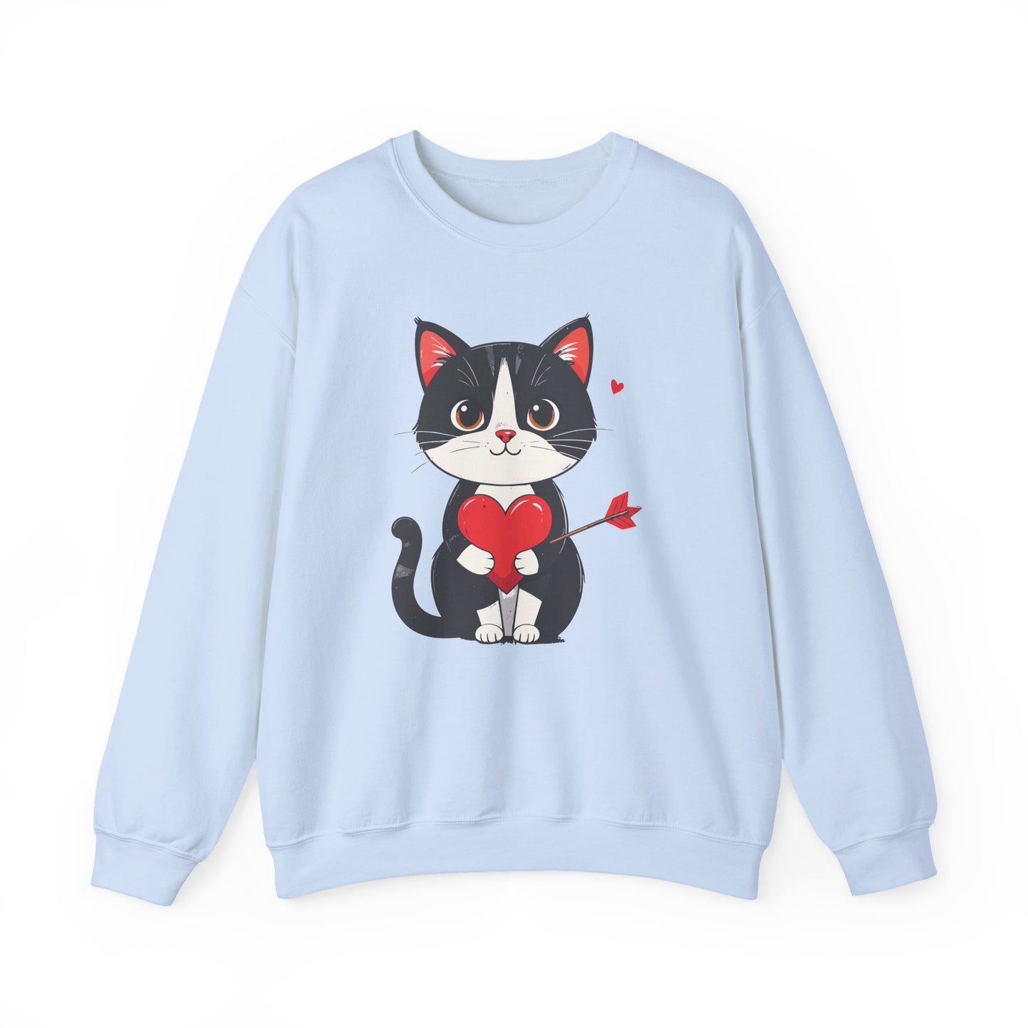 Cat Heart Sweatshirt, Heart Sweatshirt, Cat Sweatshirt, Valentine's Day Sweatshirt, 50/50 Cotton-Poly Animal Sweatshirt 103