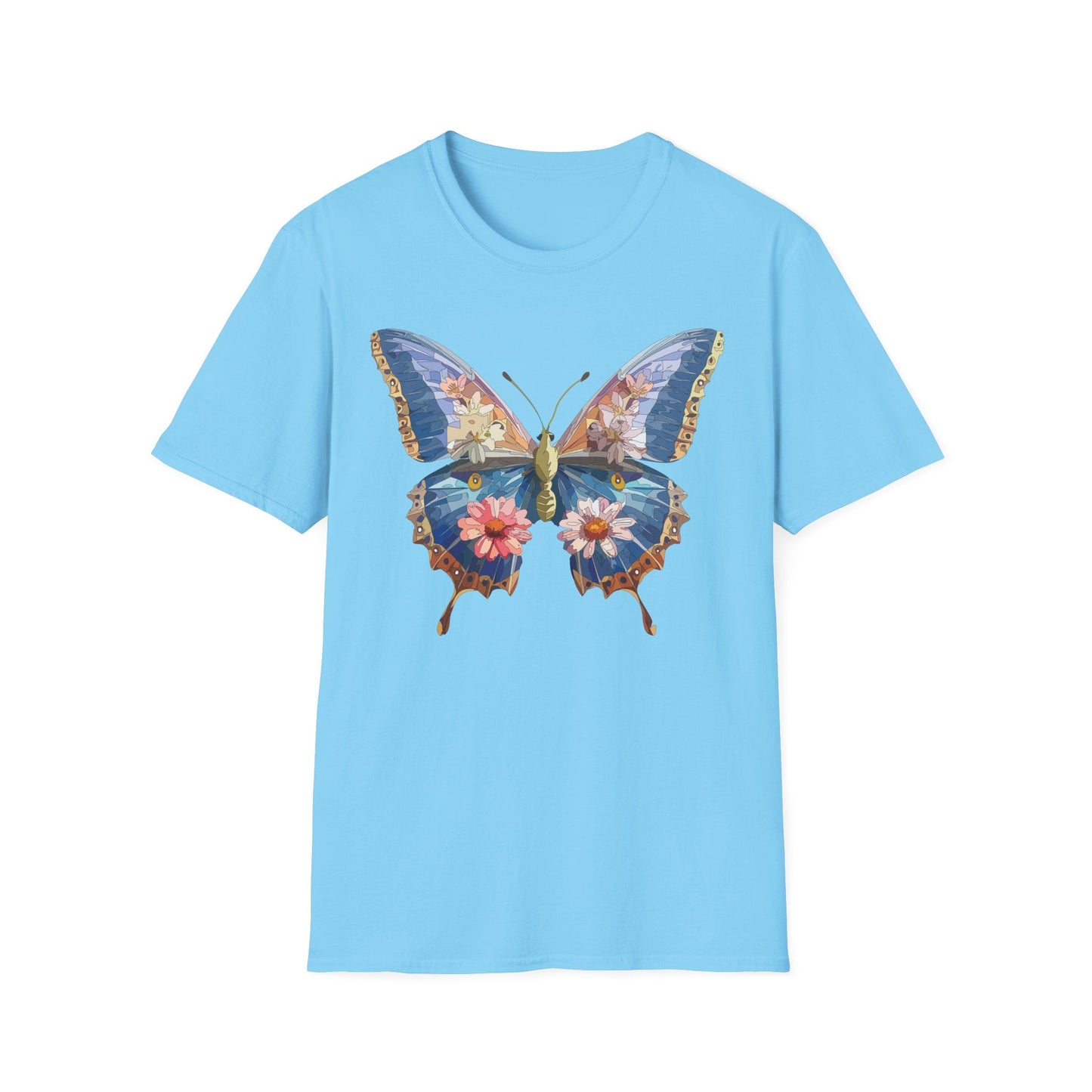 Butterfly T Shirt Unisex Softstyle 64000 Gildan Monarch Design 100 Percent Ring Spun Cotton Tee