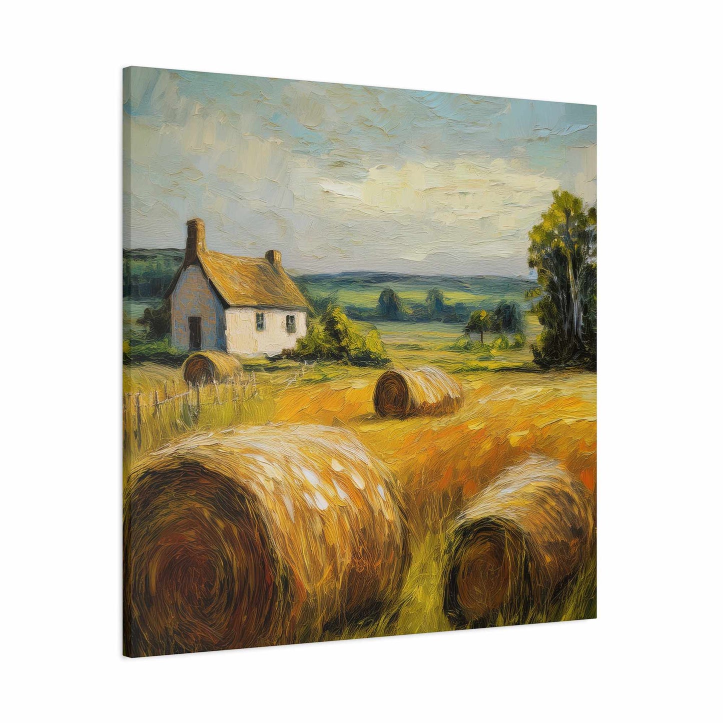 Countryside Print Canvas, Oil Paint Print 20x20, 24x24, 30x30, 32x32, 36x36 Art Design Print Pine-Wood Inner Frame MC-48