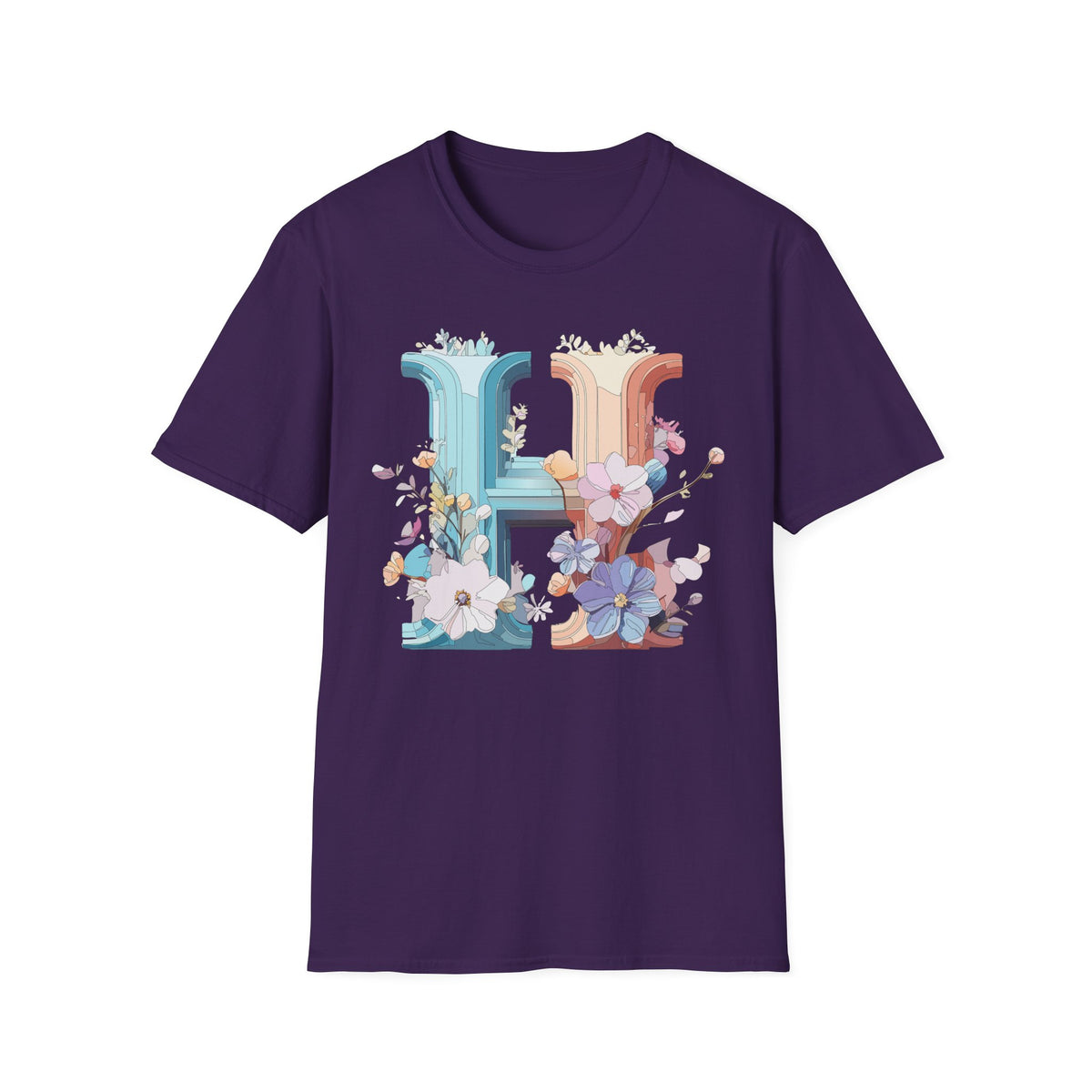 Floral Letter H T-Shirt | Botanical Monogram Tee