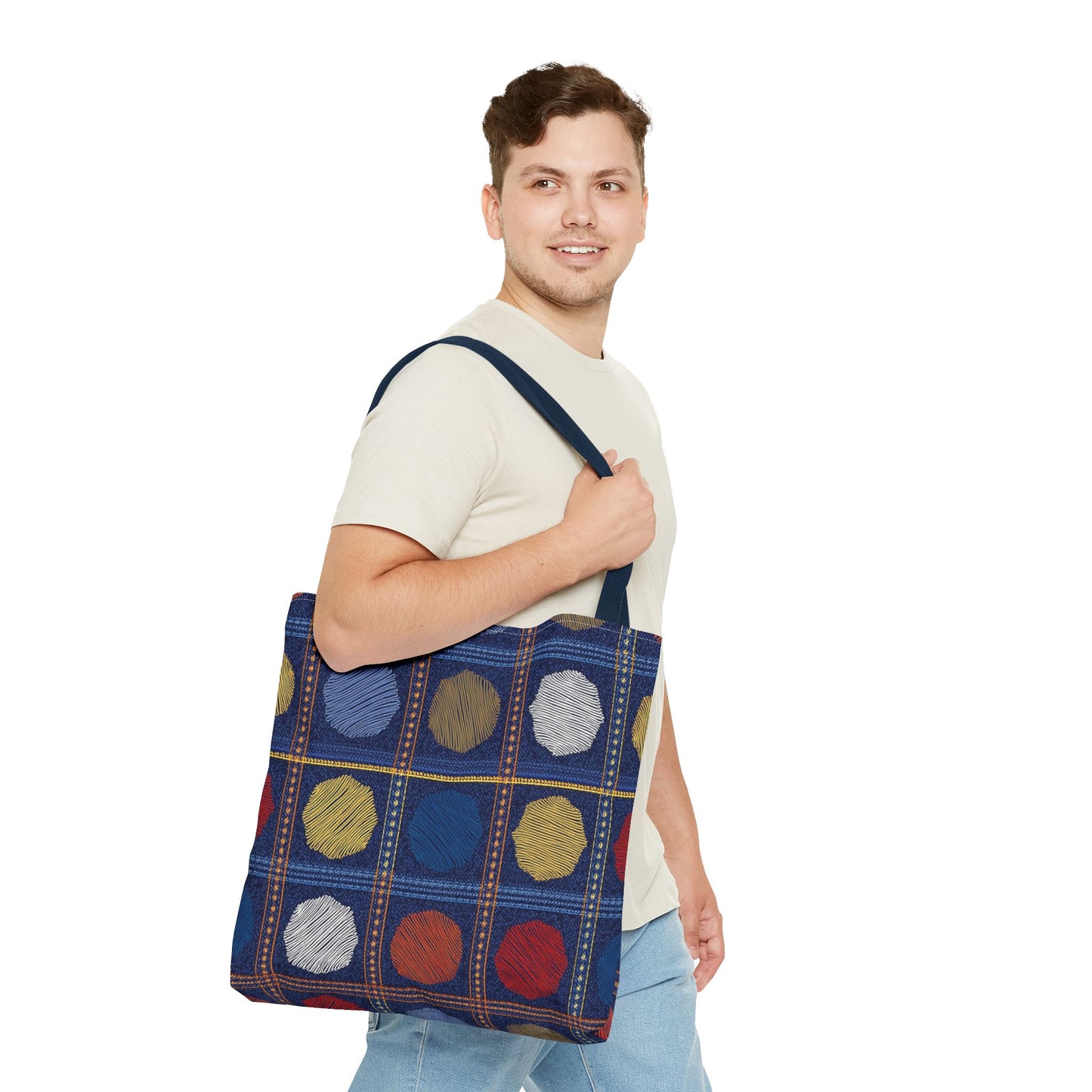 Denim Fabric Imitation Print Unisex Canvas Bag Poly Spun 3 Sizes Tote Bag 186