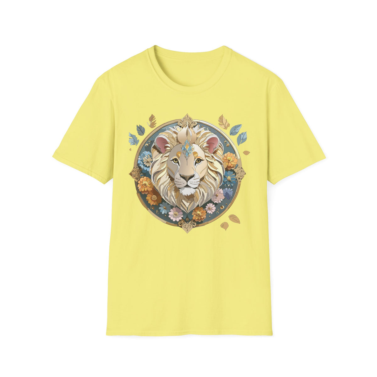 Floral Regal Lion T-Shirt | Boho Mandala Lion Tee