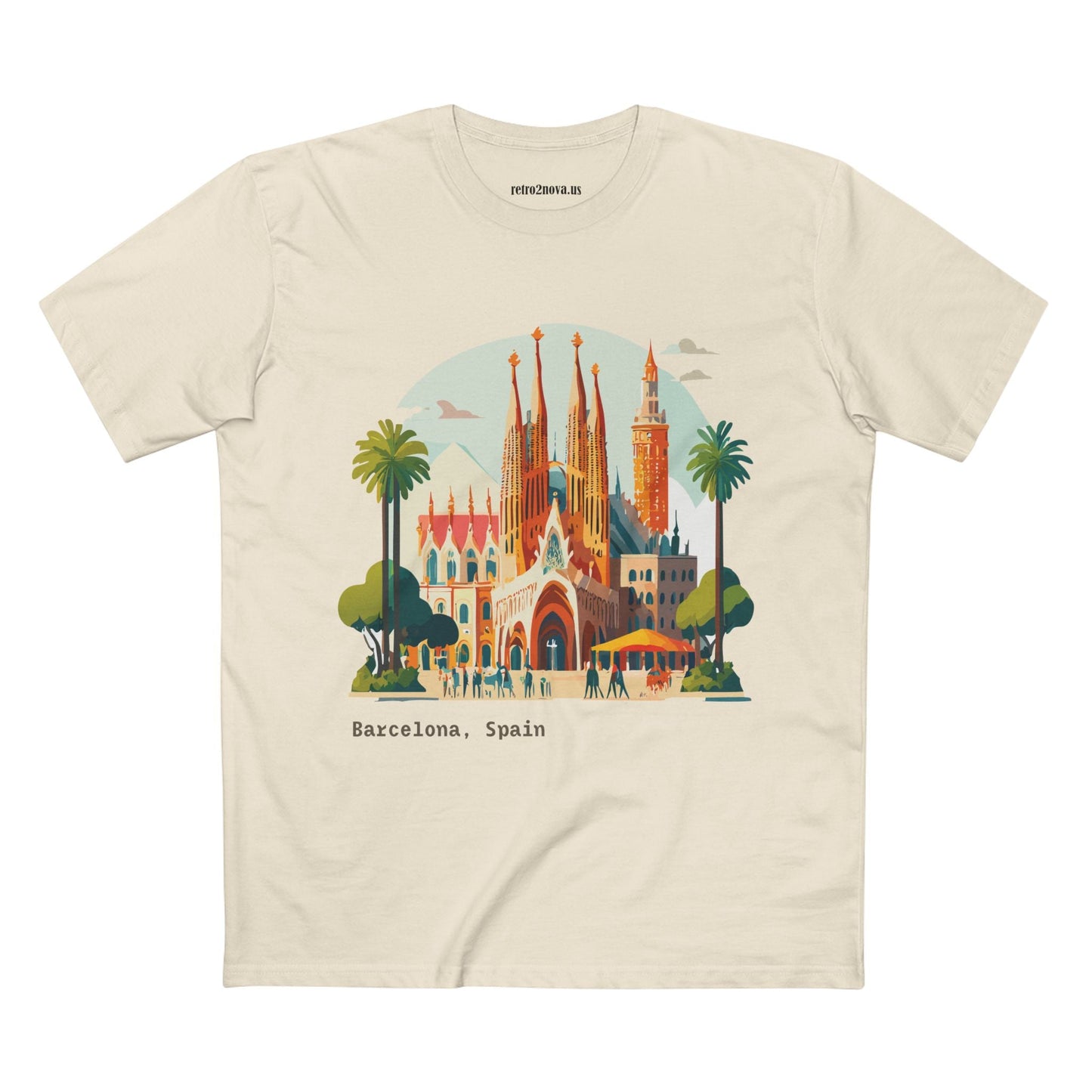 Barcelona Travel Tourist Shirt Unisex Premium Cotton Tee With Original Art Design By Retro2Nova