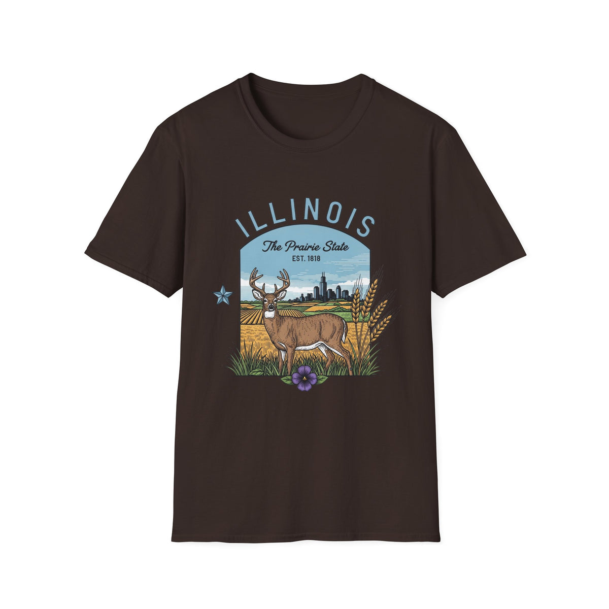 Illinois Deer T-Shirt — The Prairie State Wildlife Travel Tourist Graphic Tee Unisex 100 Cotton Gildan T-Shirt