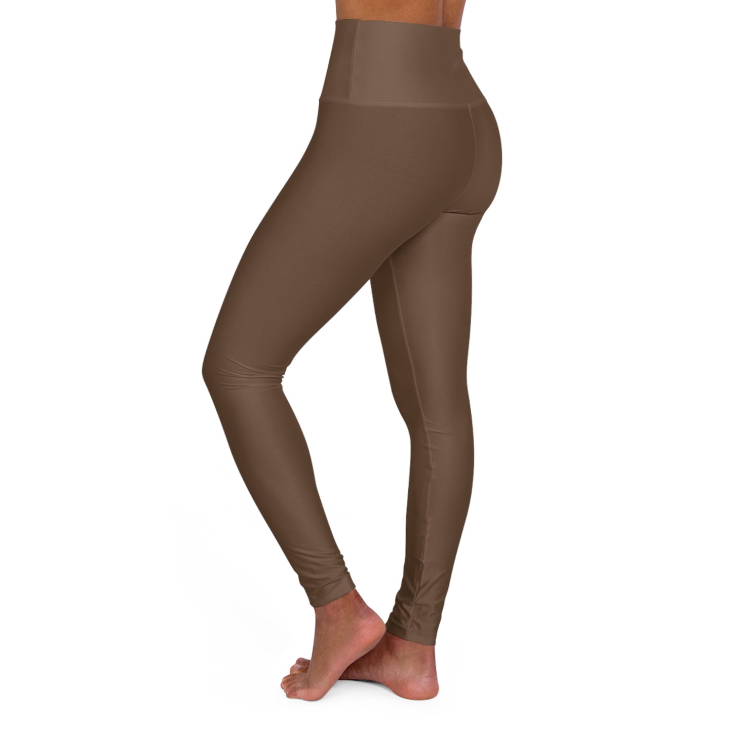 High-Waist Coffee Color Yoga Leggings Neutral Brown Women's Poly-Span Seamless Activewear