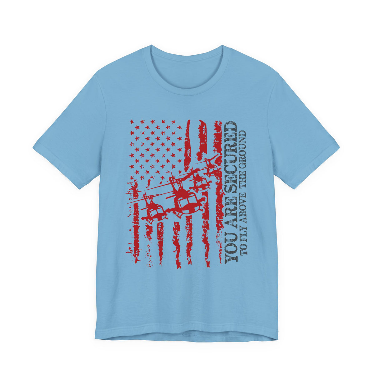 You Are Secured Flag design Tee Military Helicopter Red Distressed USA Unisex Cotton T-Shirt v2