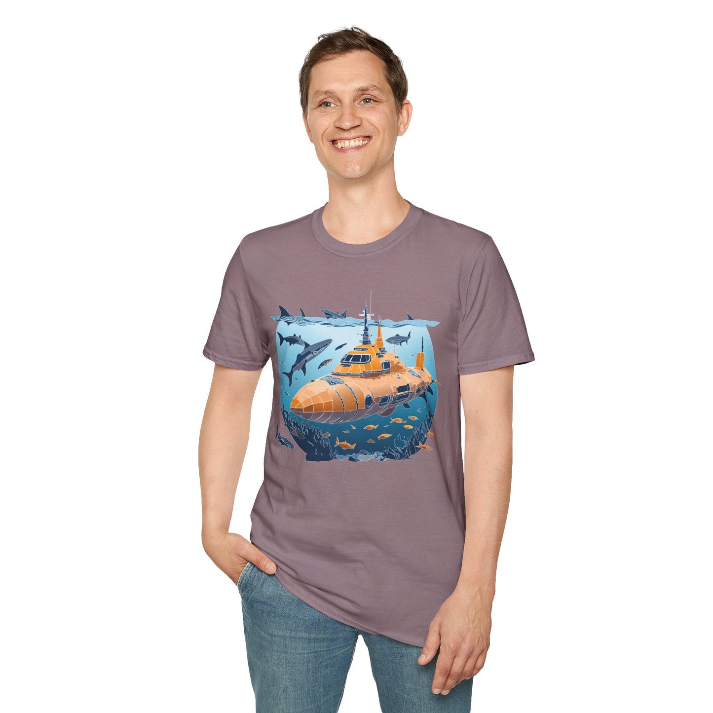 Ocean Graphic Tee Shirt Unisex Softstyle 64000 Gildan Lightweight Breathable Ocean Design U Boat
