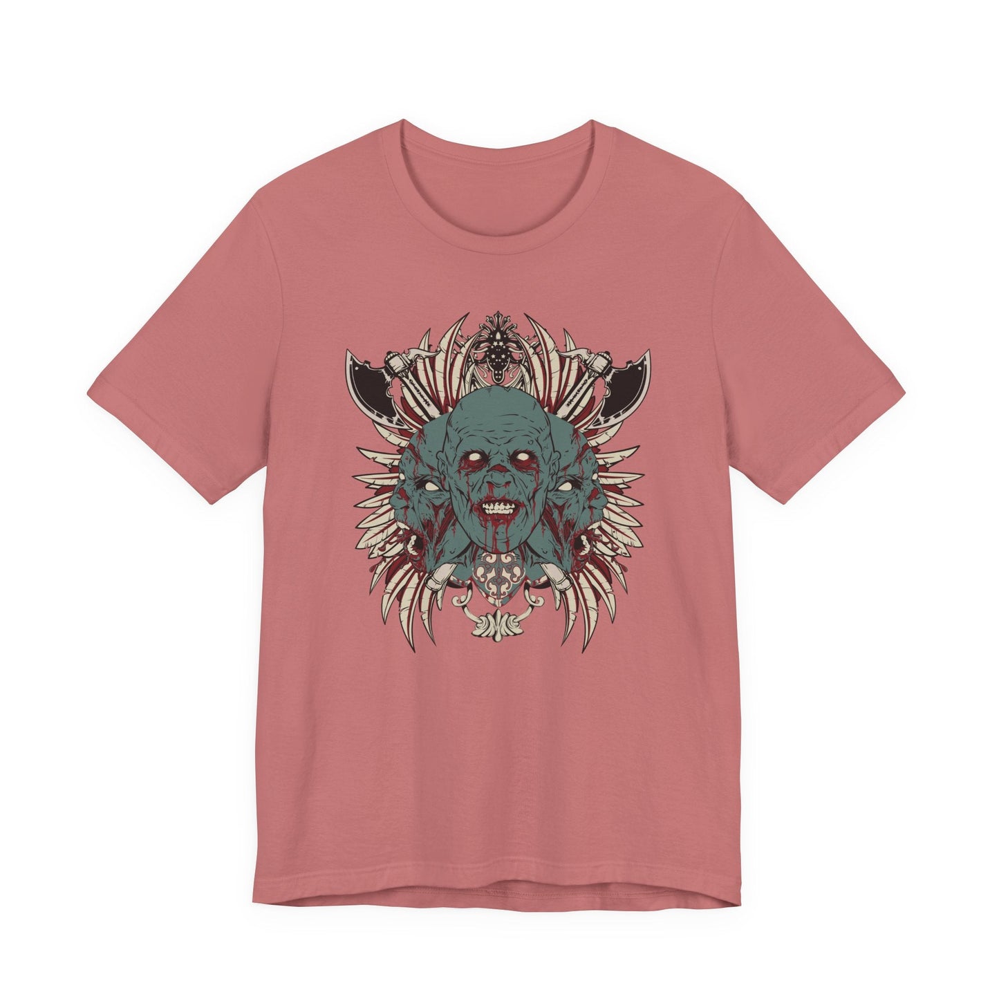 Zombie Skull Mandala T-Shirt Horror Graphic Tee, Gothic Skull Art-54-2