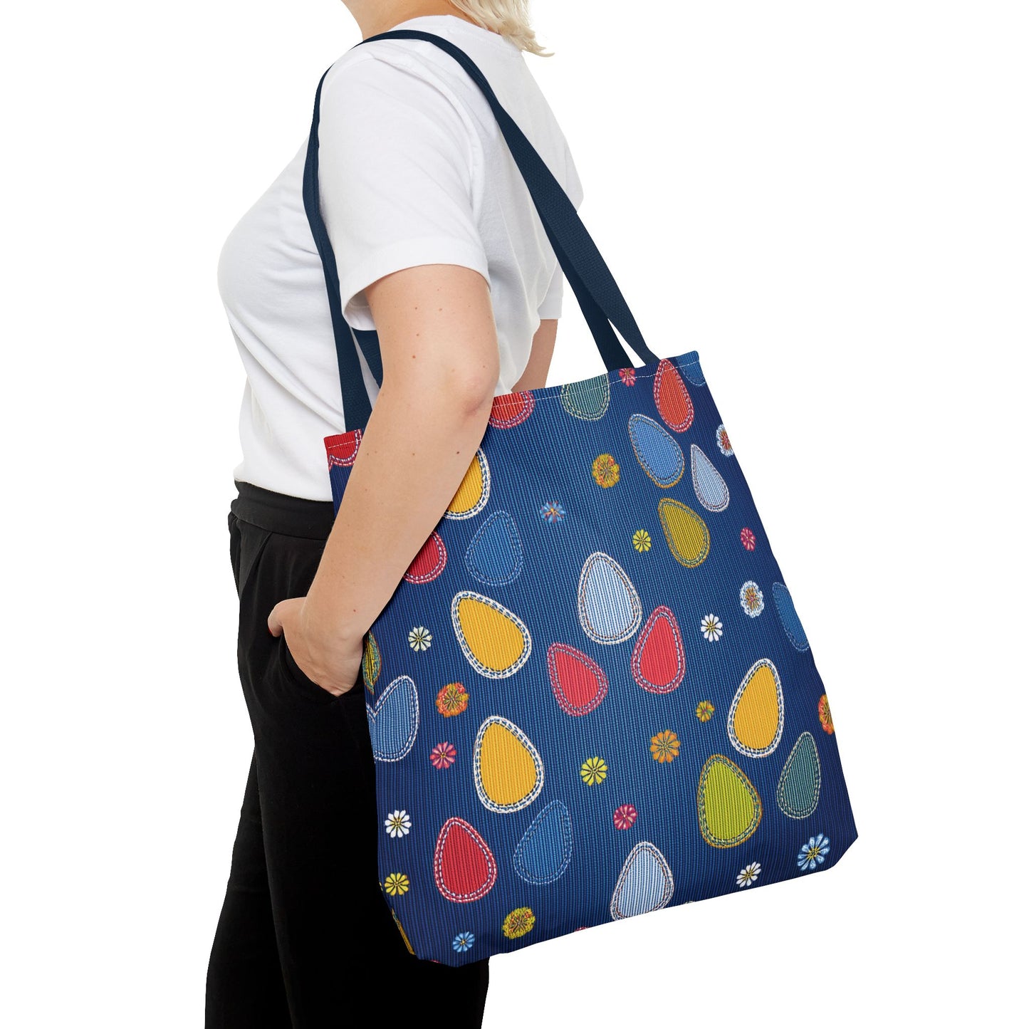 Easter Graphic Design Denim Fabric Imitation Print Unisex Canvas Bag Poly Spun 3 Sizes Tote Bag 204-13