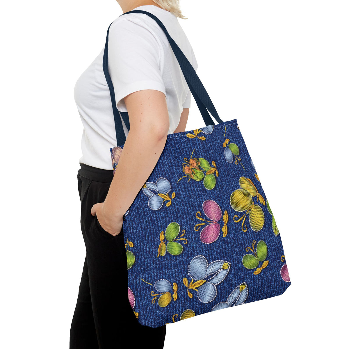 Denim Fabric Imitation Print Unisex Canvas Bag Poly Spun 3 Sizes Tote Bag 160
