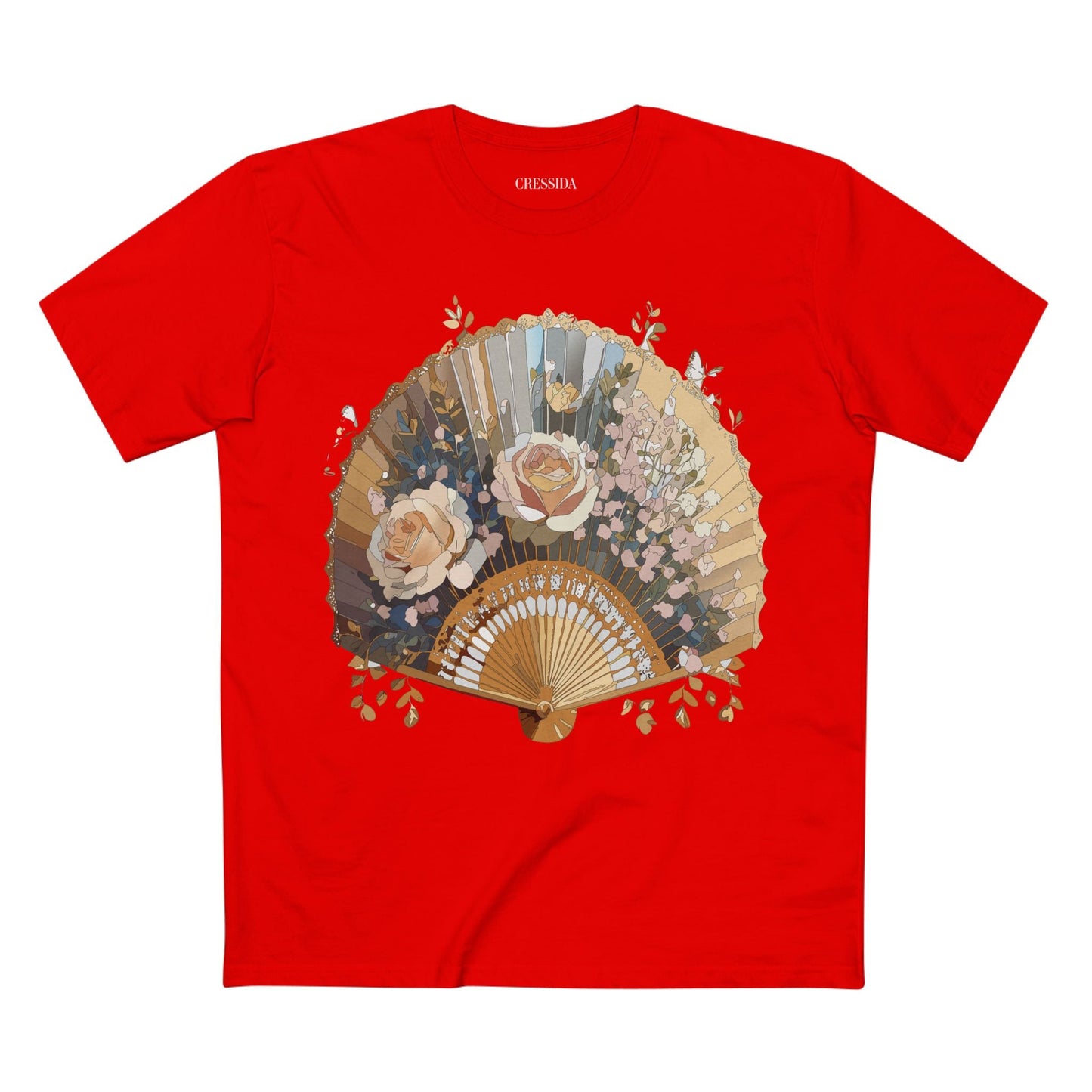 Antique Fan Graphic Design T-Shirt Unisex 100 Cotton Floral Carnival Artwork Tee 6