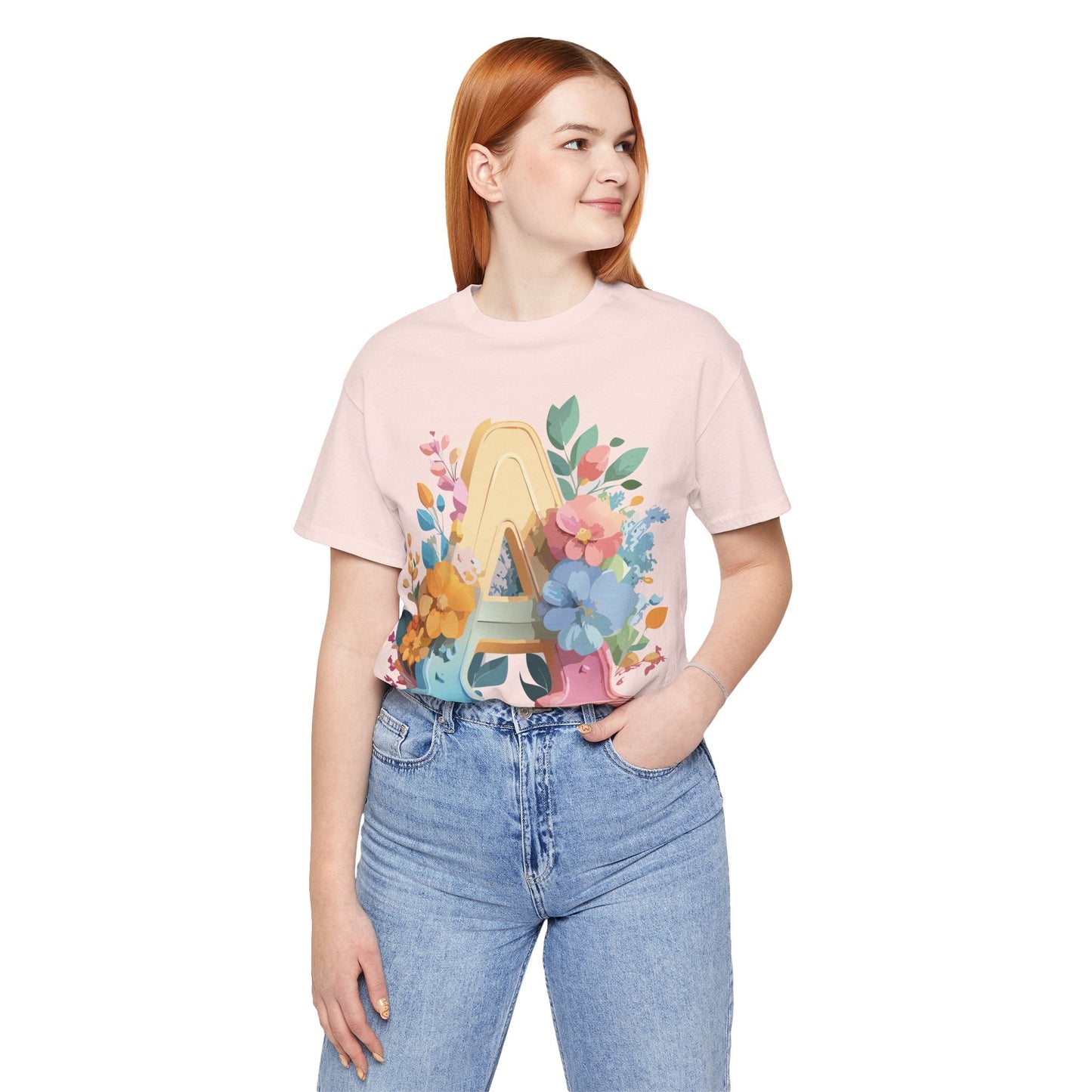 Letter A Shirt Graphic Tee Unisex Short Sleeve by Adelpha Vintage Inspired Art Tee