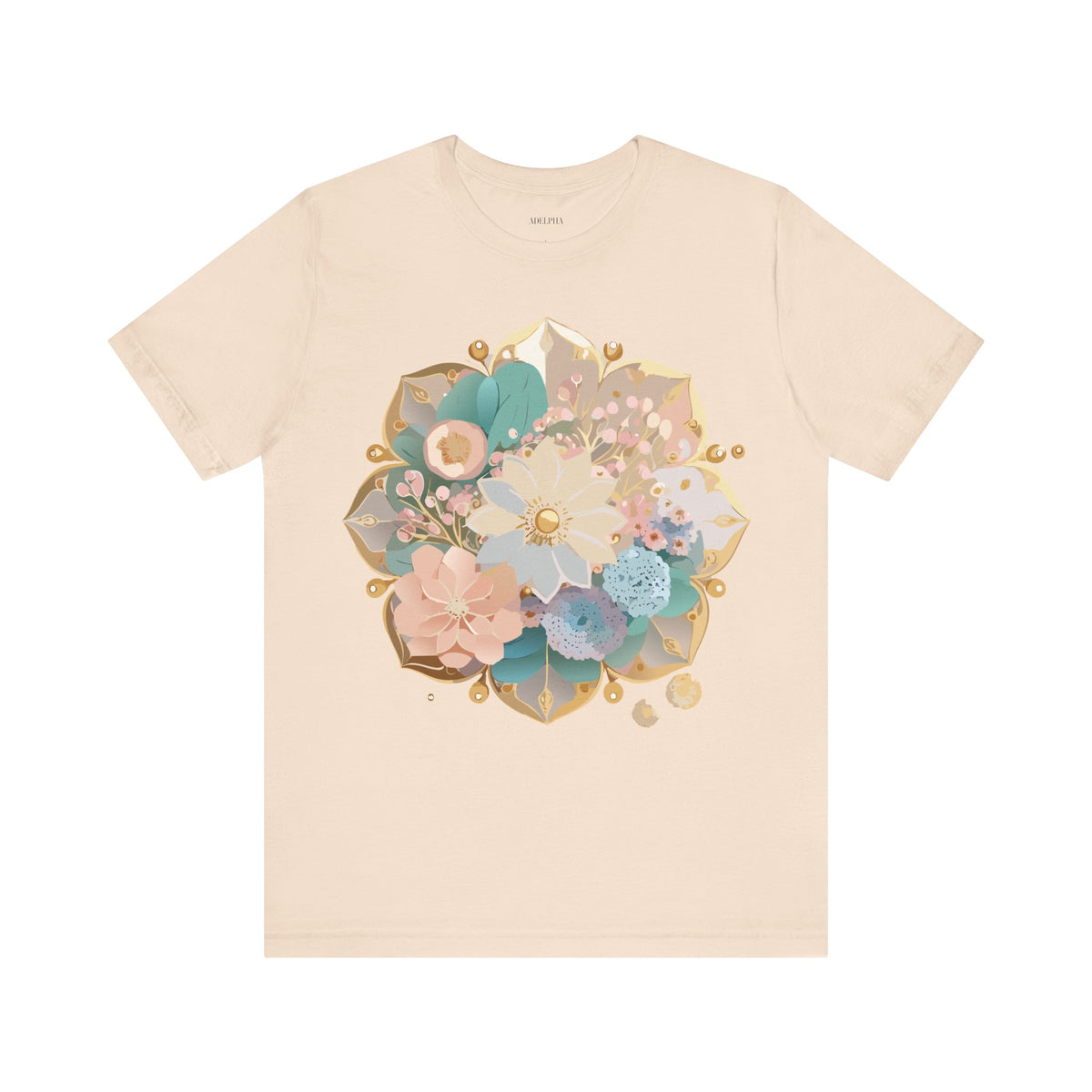 Mandala Graphic Unisex Cotton Bella+Canvas Tee with Floral Art Design d21