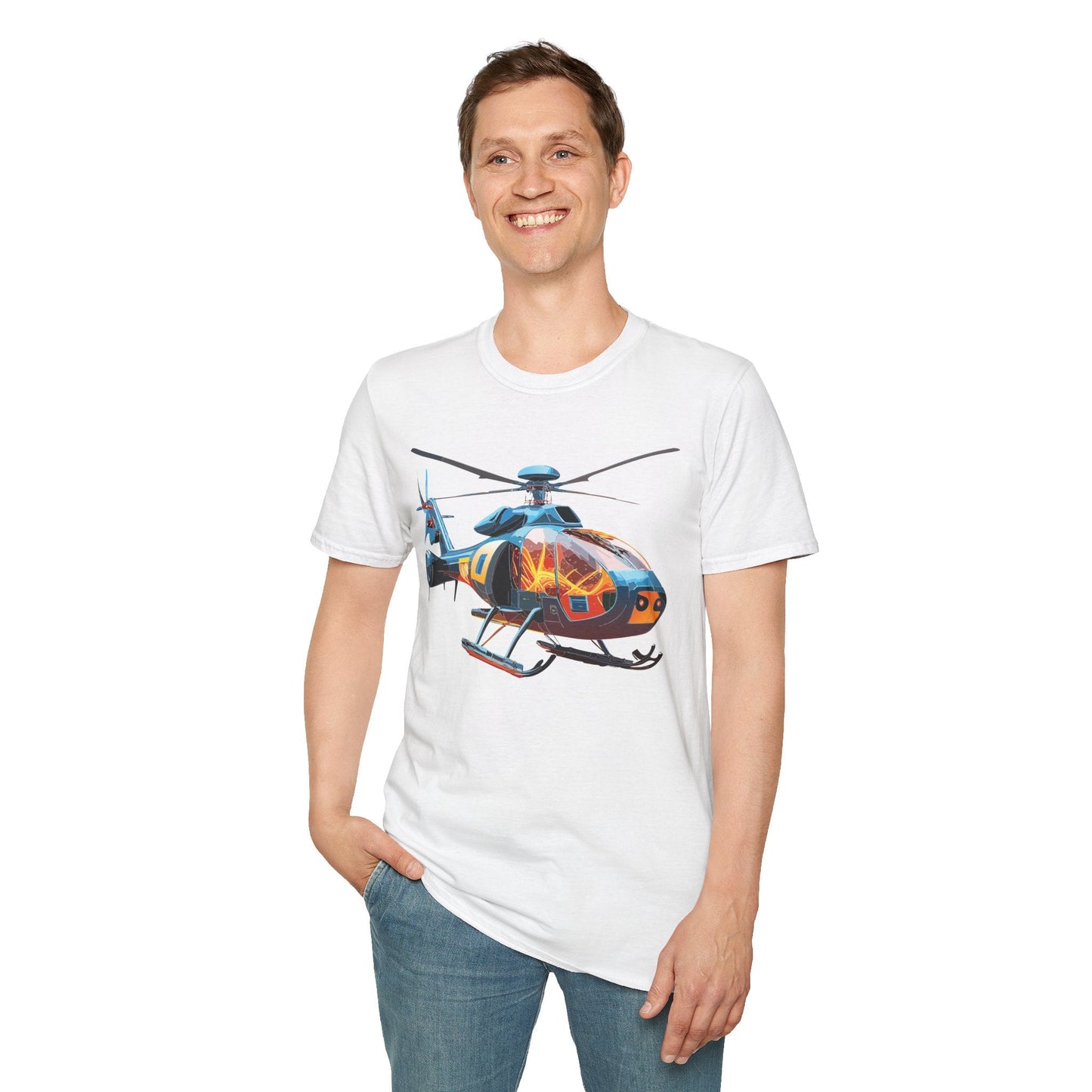 Helicopter Chopper Shirt Unisex Gildan Softstyle 64000 Short Sleeve Tee For Everyday Wear