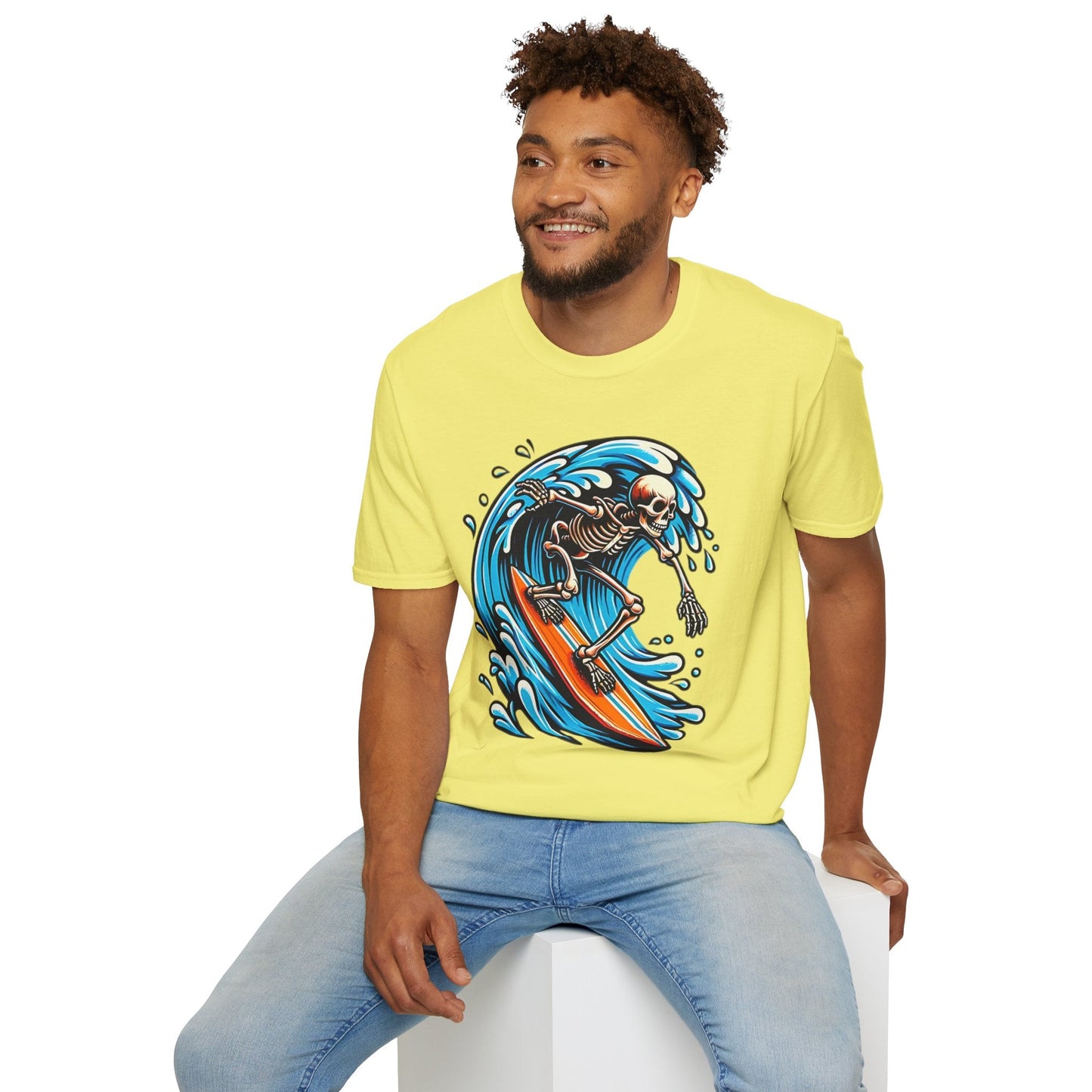 Skull Tee Shirt With Skeleton Art Design Unisex Gildan Softstyle 64000 Ring Spun Cotton Tee