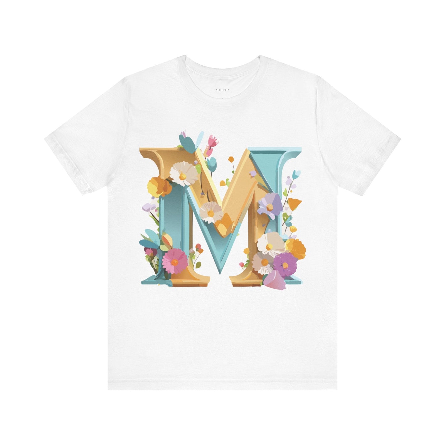 Letter M Shirt Unisex Graphic Tee Vintage Inspired Artwork Adelpha Jersey Short Sleeve