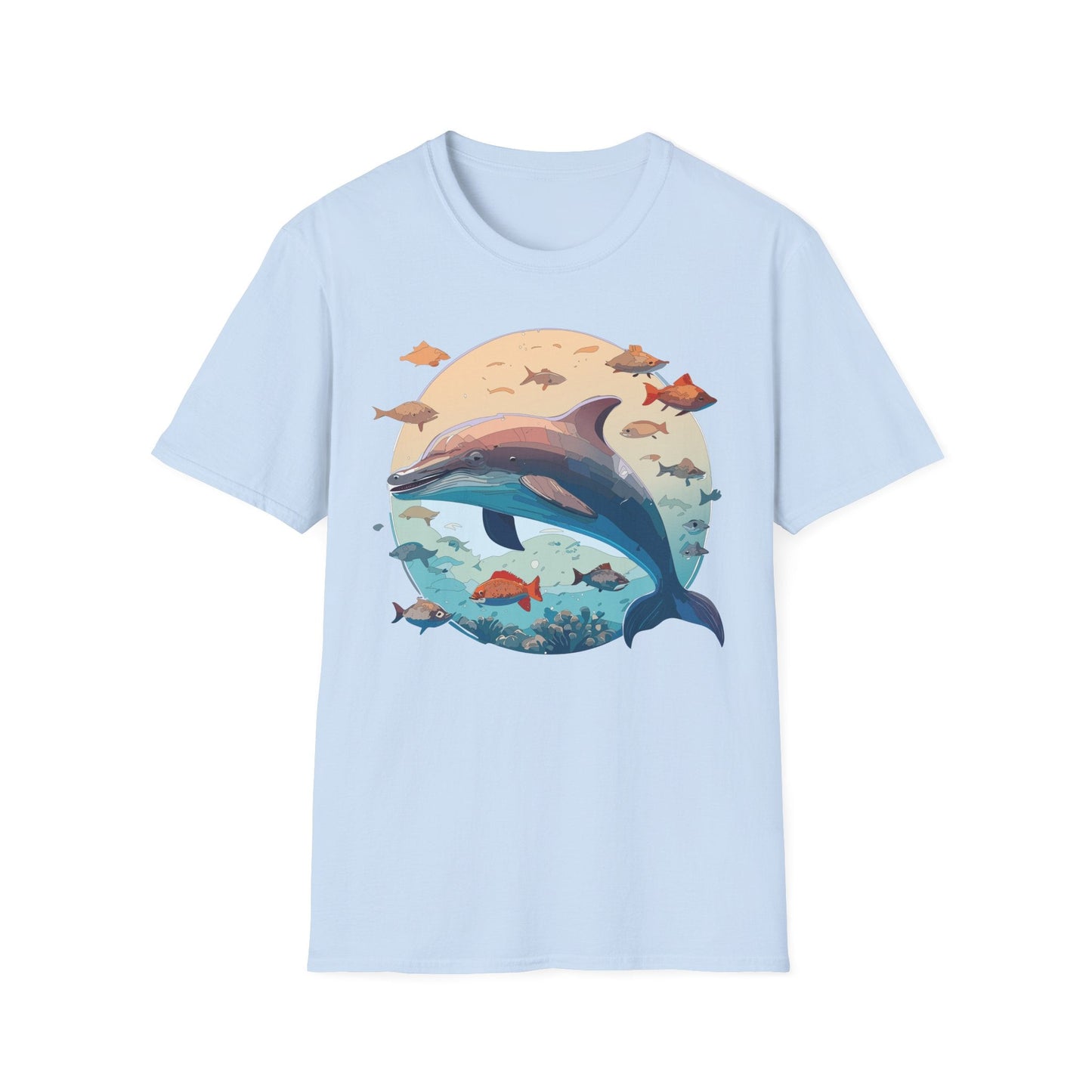 Dolphin Shirt Unisex Softstyle T Shirt 64000 100 Percent Ring Spun Cotton Tee For Everyday Comfort