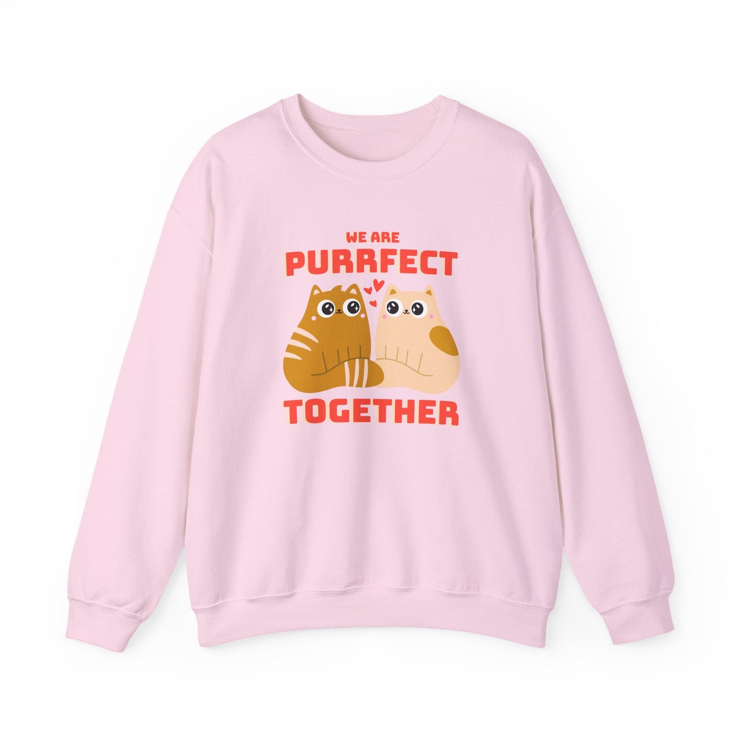 Cat Heart Sweatshirt Unisex 50/50 Cotton-Poly Blend Valentine Gift For Cat Lovers