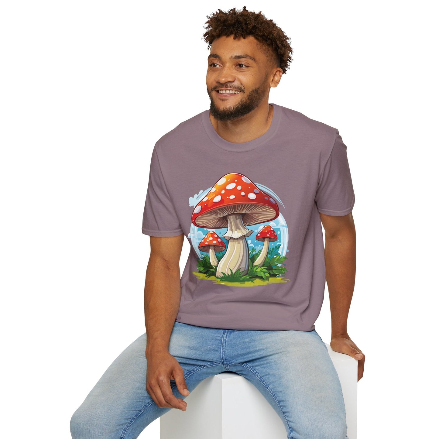 Funny Mashroom Graphic Unisex Softstyle Cotton With Cartoon Illustration Design 20