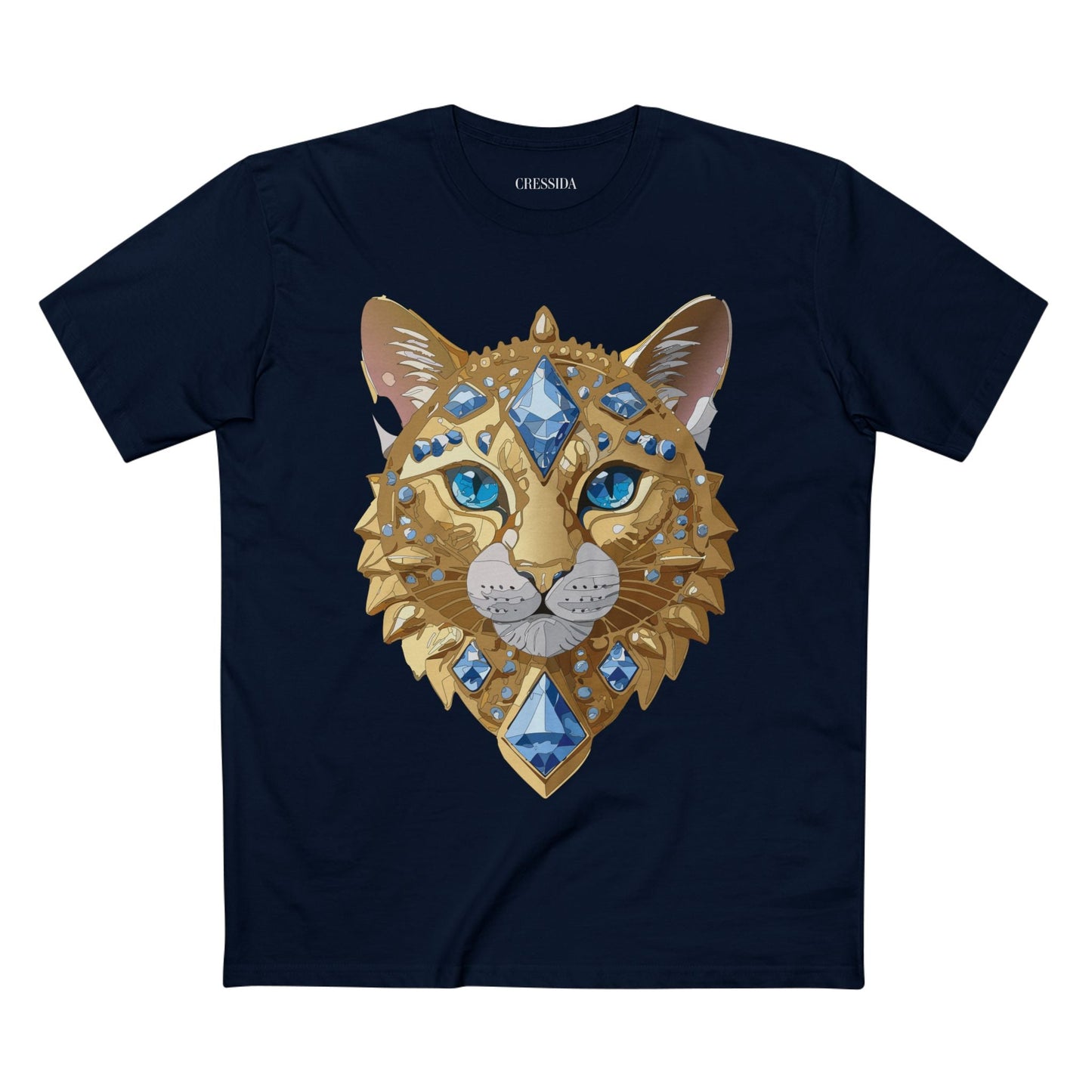 Cat Graphic Unisex 100 Cotton Tee With Unique Animal Golden Medallion Art Design 12