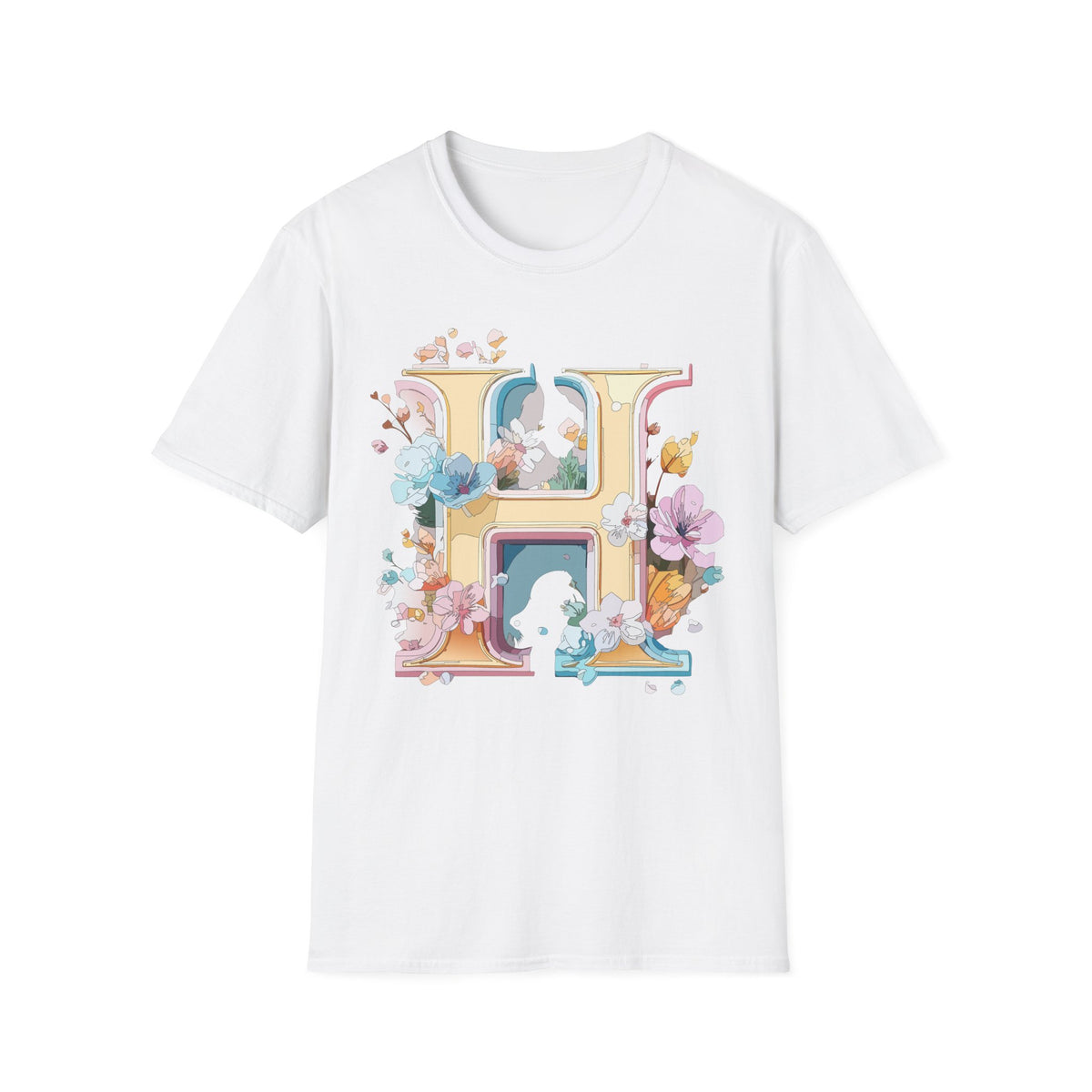 Floral Letter H Shirt | Monogram Initial H Tee