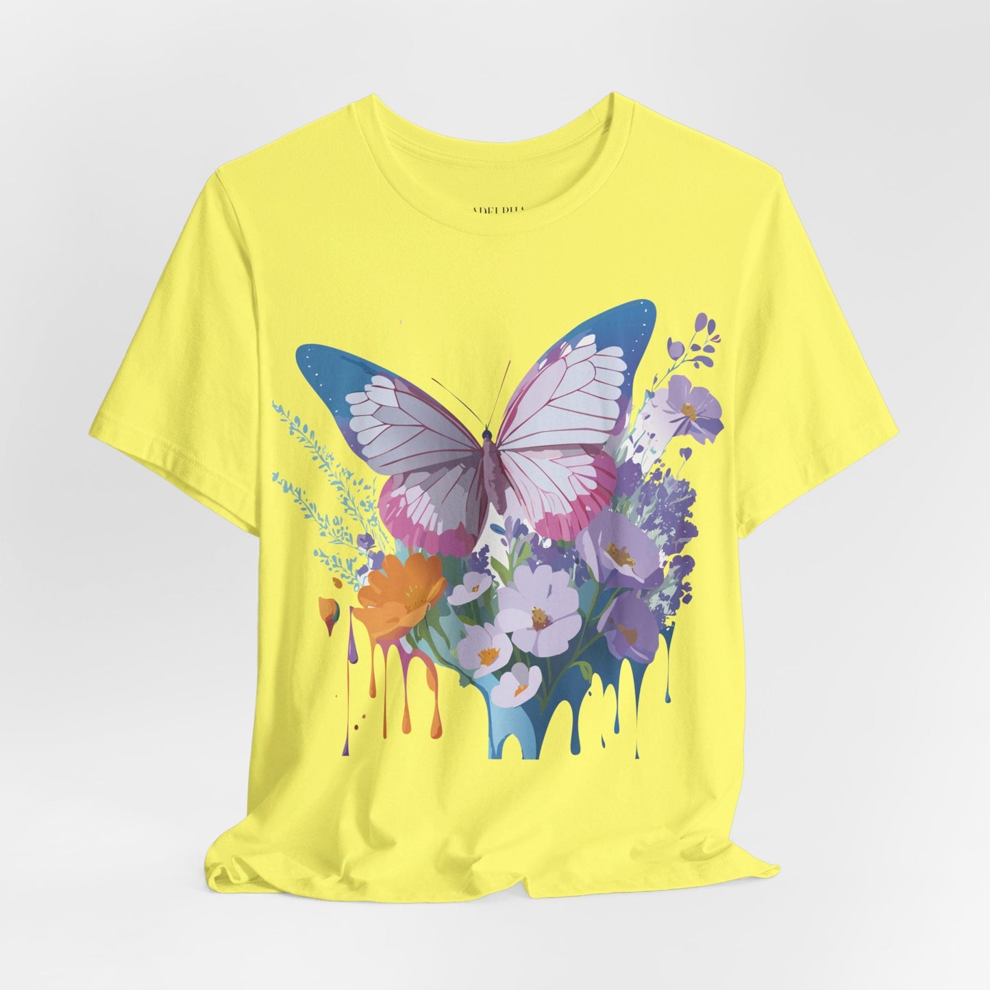 Butterfly Graphic Unisex 100 Cotton Lightweight Vintage Floral Design Jersey Tee 1
