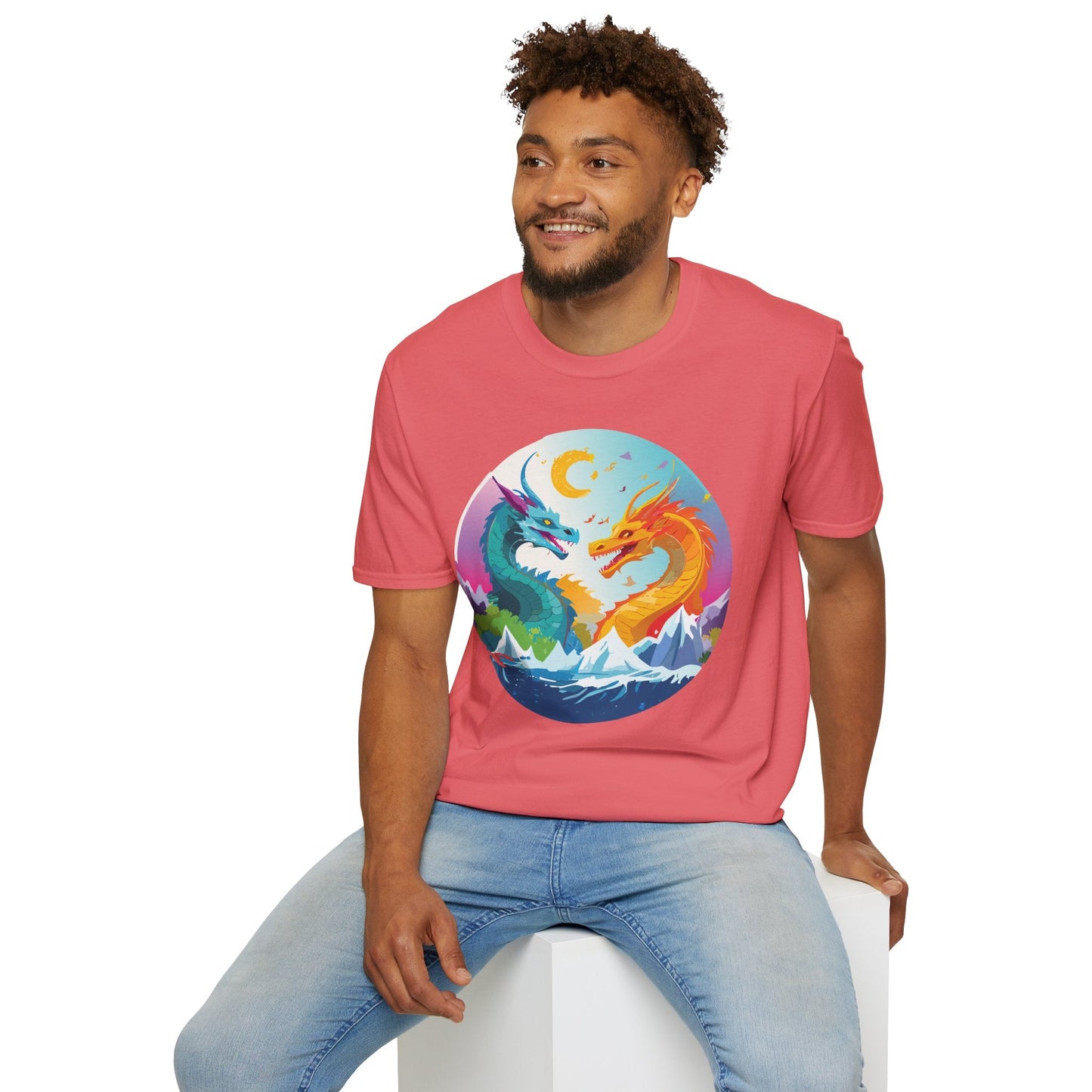 Dragon Graphic Unisex Cotton Softstyle Art Design Tee With Animals 29
