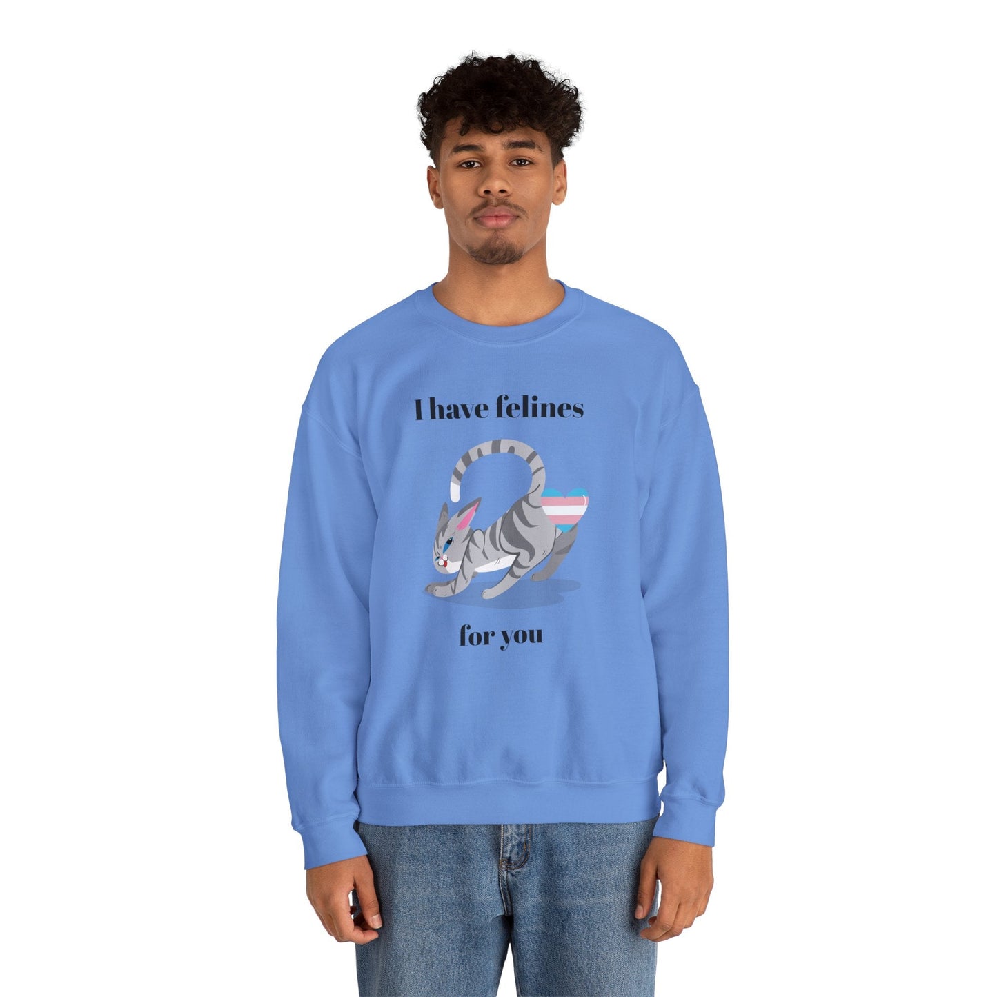 Cat Heart Sweatshirt Unisex Valentine Design 50 50 Cotton Poly Gildan 18000 Crewneck