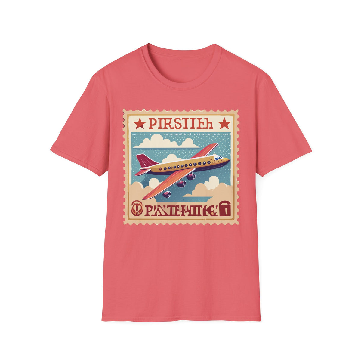 Vintage Airplane Stamp design T-Shirt | Retro Travel Plane Graphic Tee