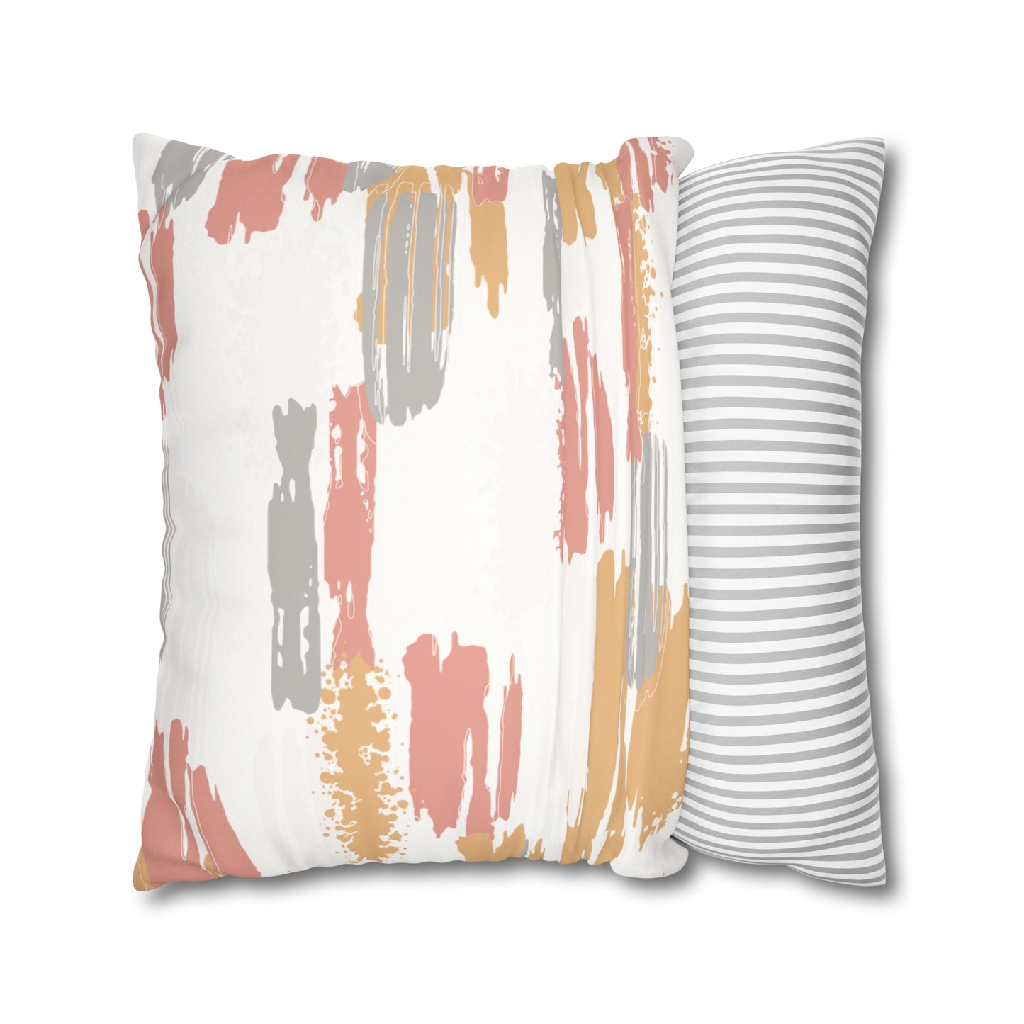 Faux Suede Pillowcase with Abstract print