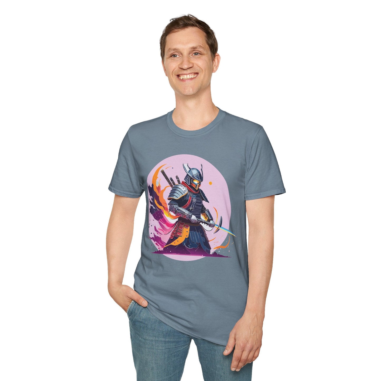 Samurai Shirt Unisex Short Sleeve Tee With Samurai Print Softstyle Gildan 64000 Ring Spun Cotton