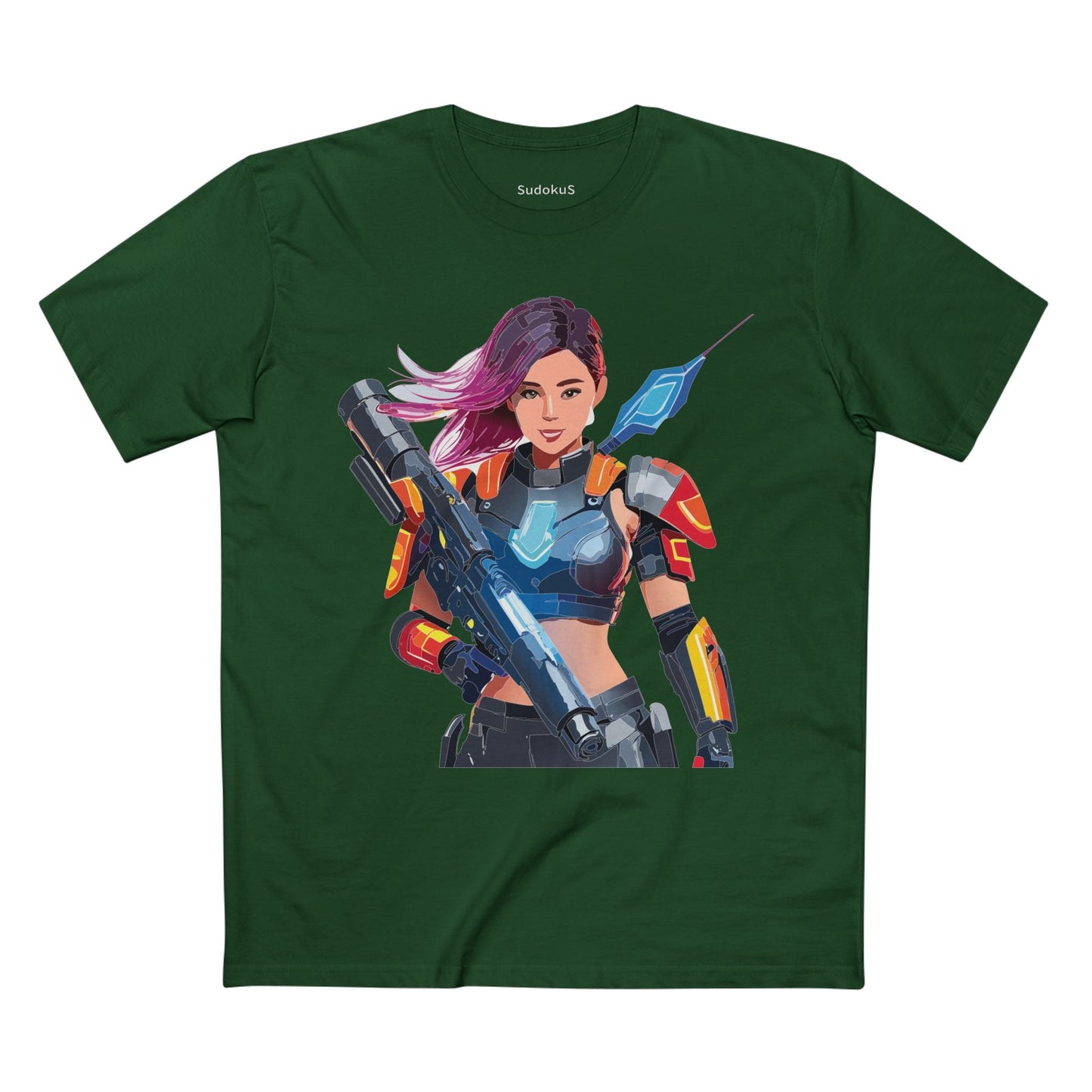 Army-woman Graphic Unisex 100 Cotton Staple Tee 1