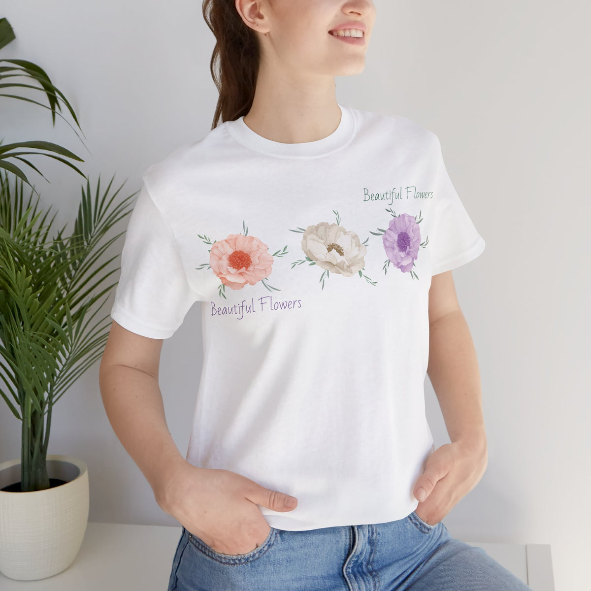 Floral Graphic Tee Shirt - Bella+Canvas Unisex 100 Cotton 50